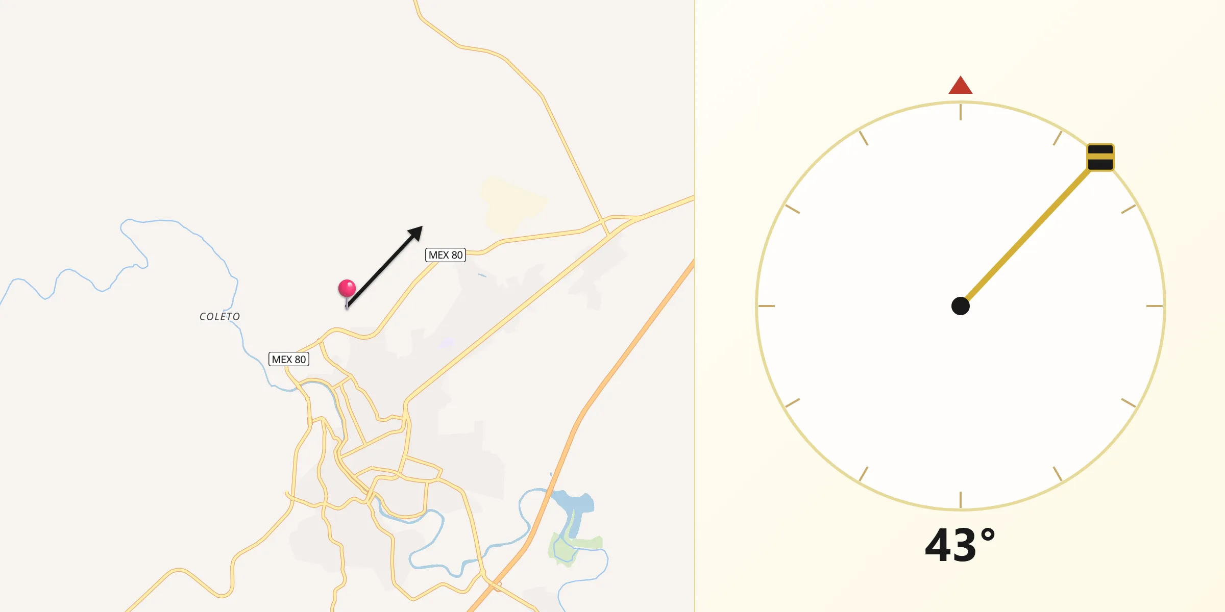 Dirección de la Qibla desde La Calera Fraccionamiento