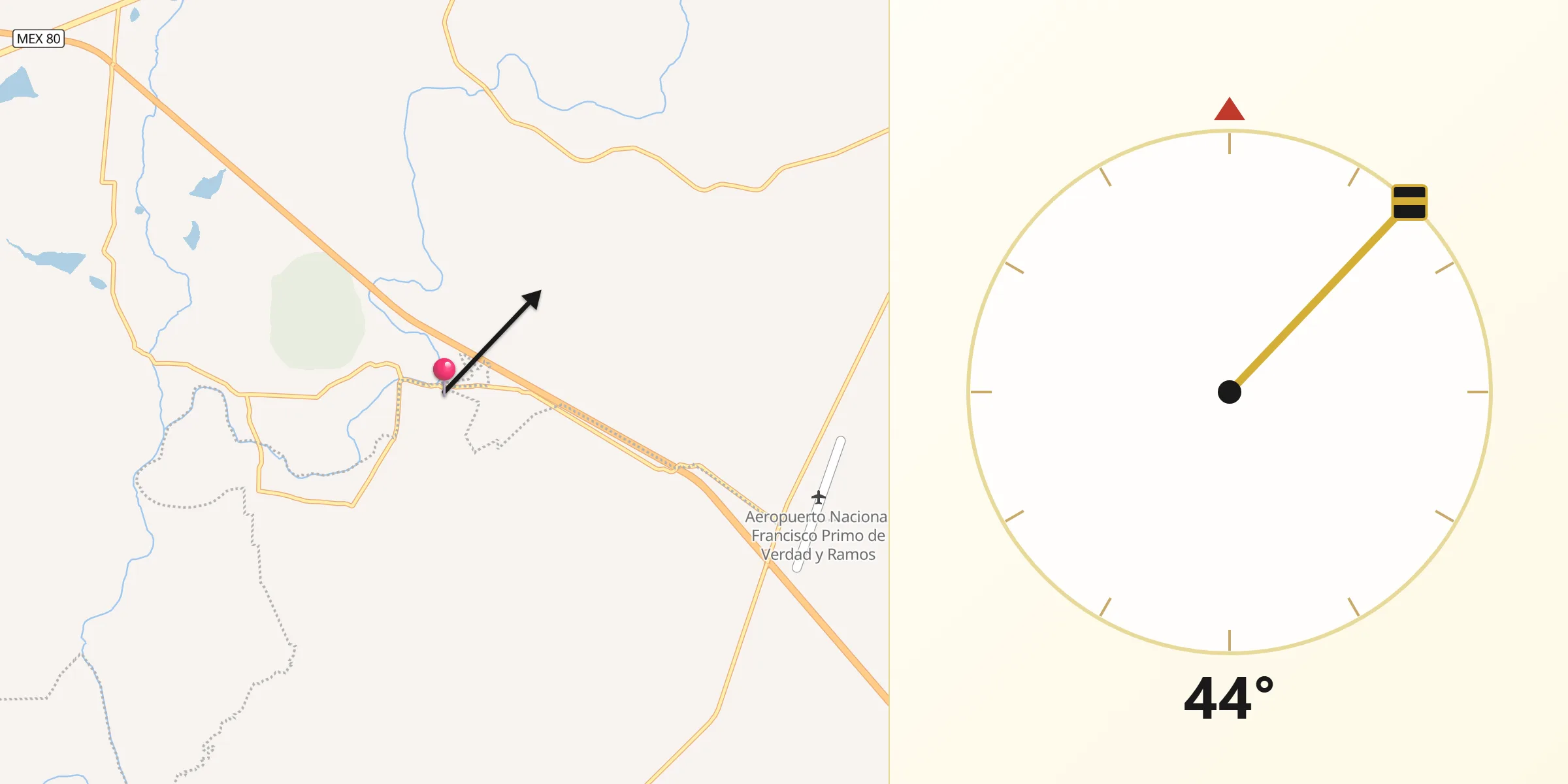 Dirección de la Qibla desde La Trinidad