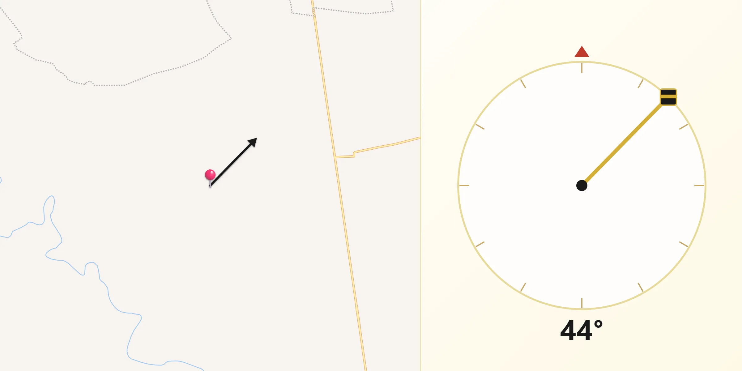 Dirección de la Qibla desde Soledad Nueva