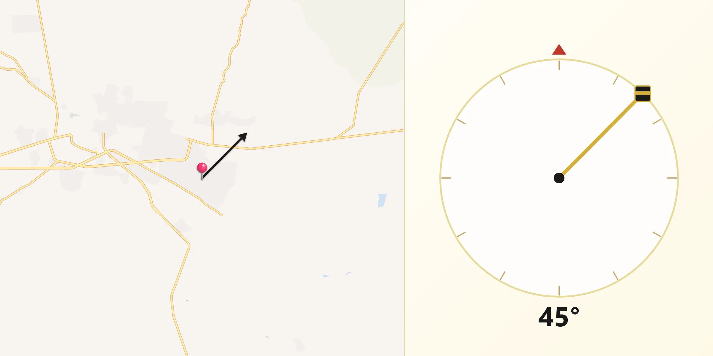 Dirección de la Qibla desde Misión de Chichimecas