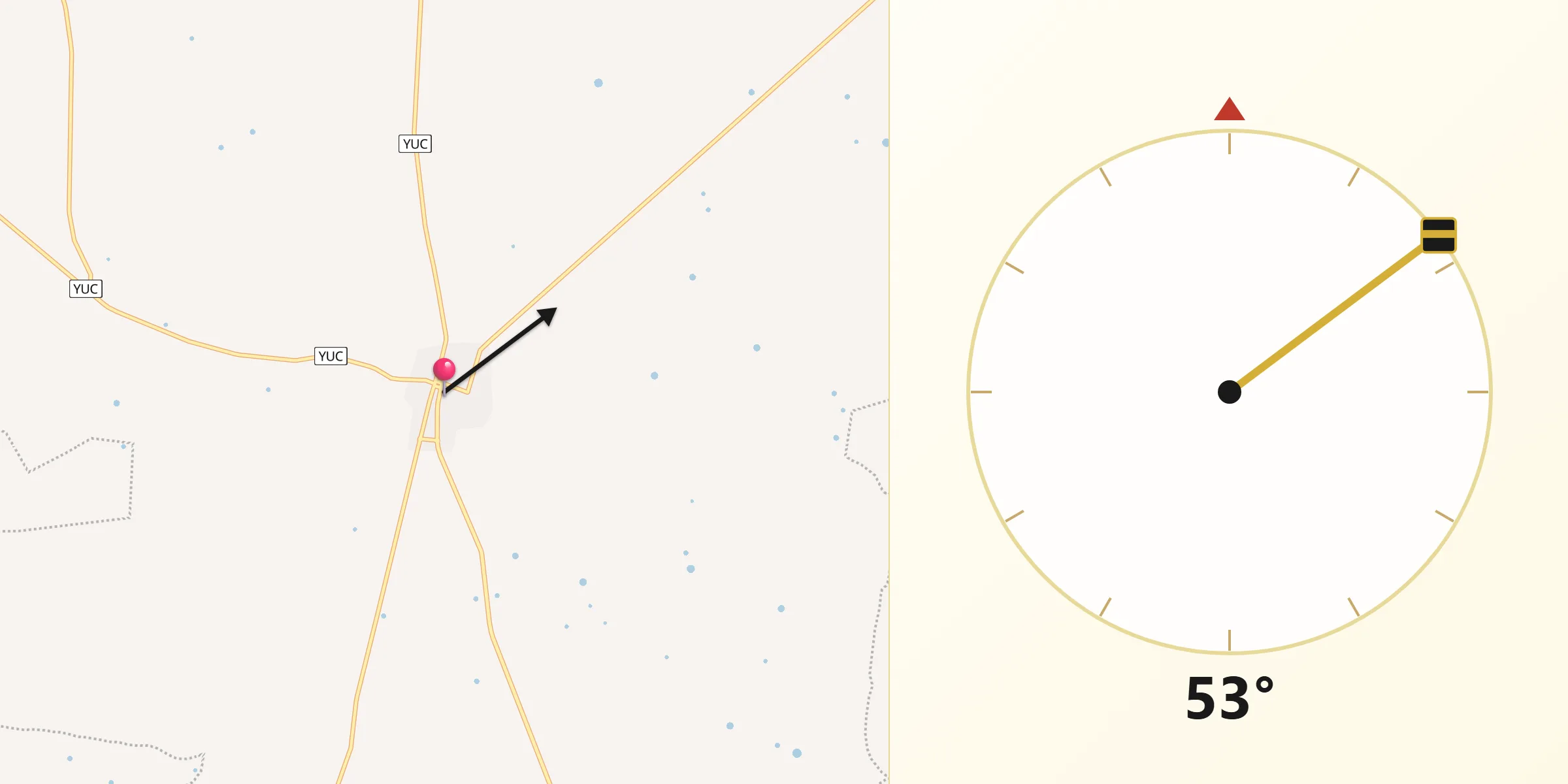 Dirección de la Qibla desde Panabá