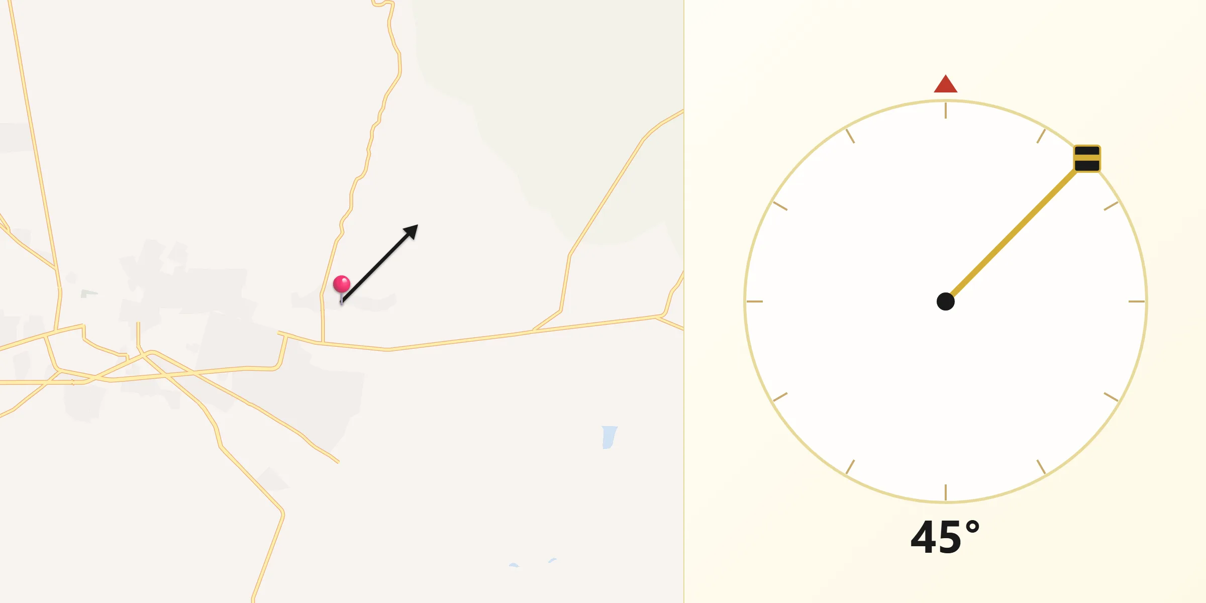 Dirección de la Qibla desde La Ciénega