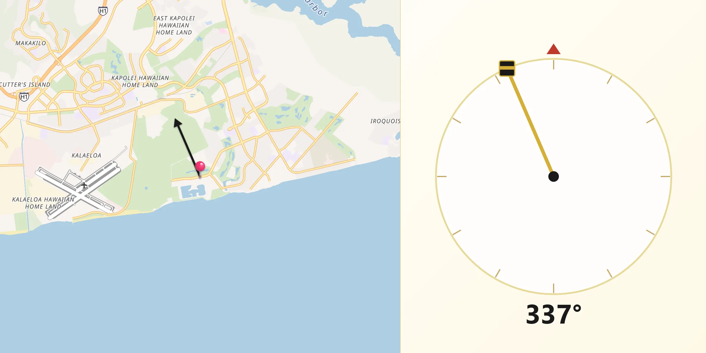 Qibla Direction from Ocean Pointe