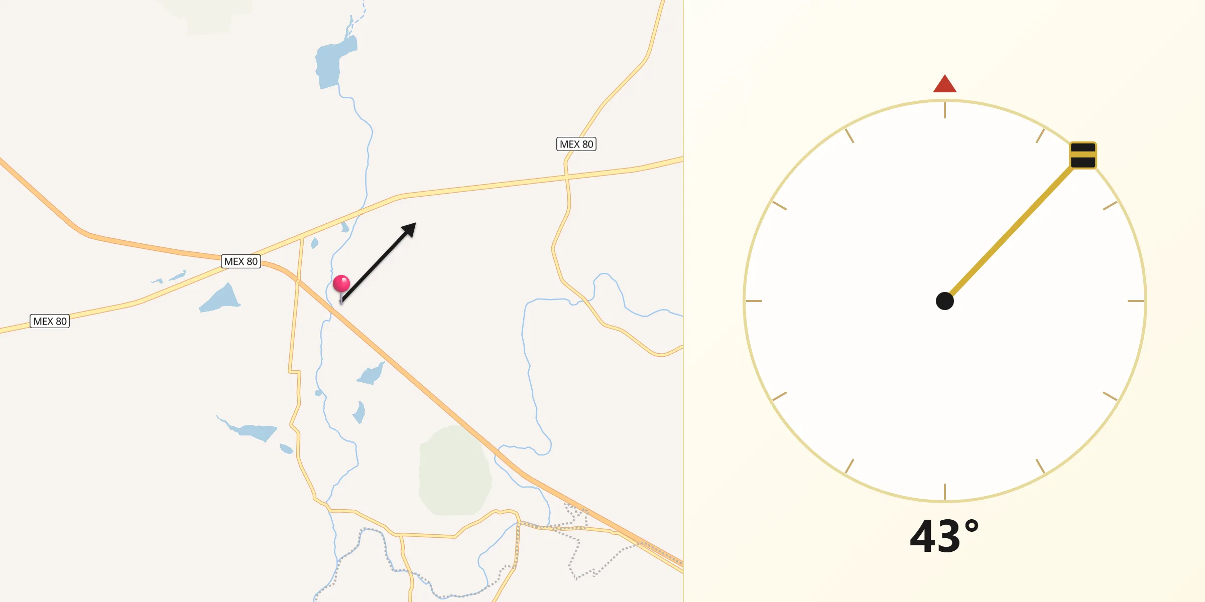 Dirección de la Qibla desde Ceja de Bolitas