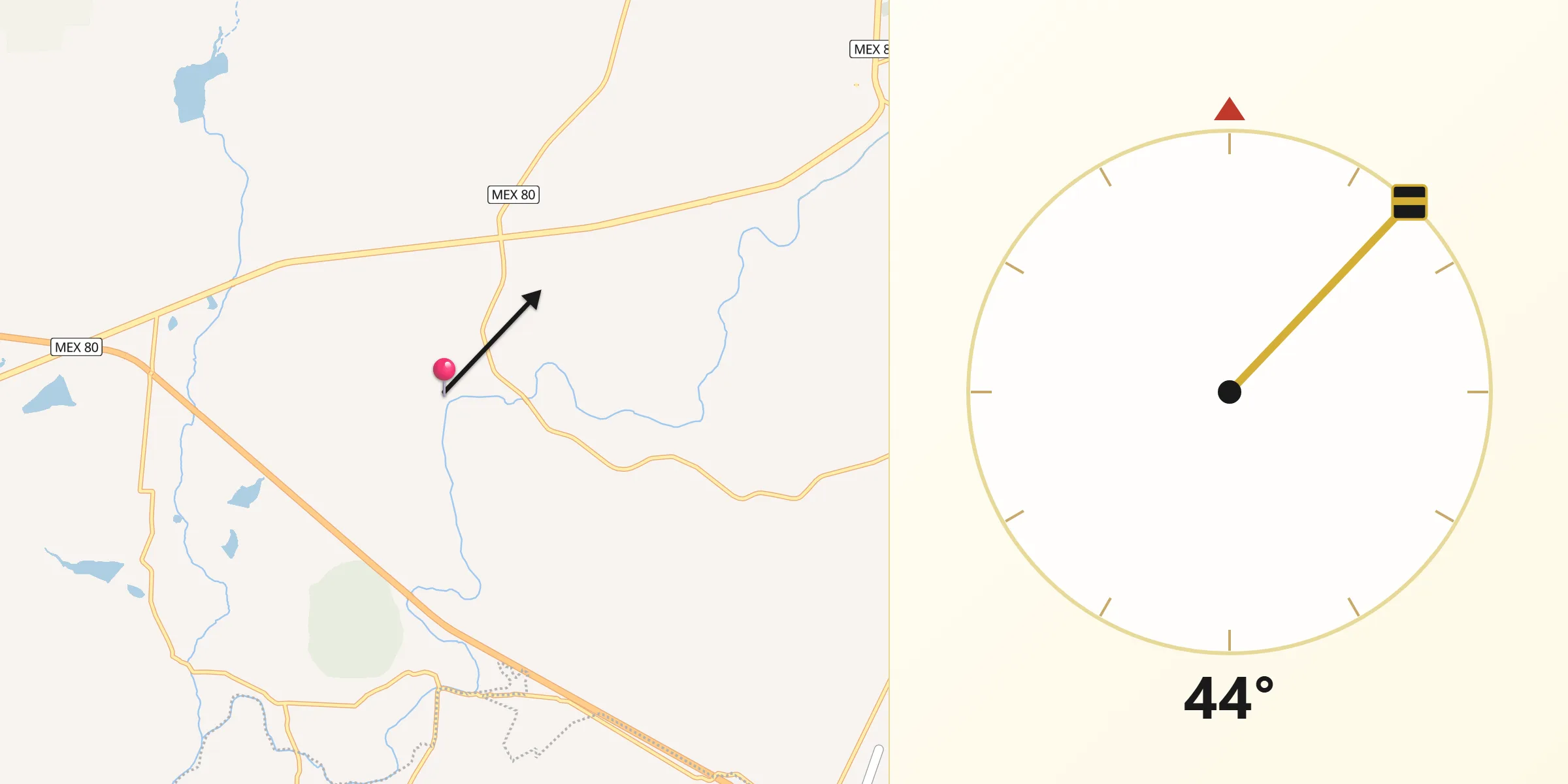 Dirección de la Qibla desde Jaritas