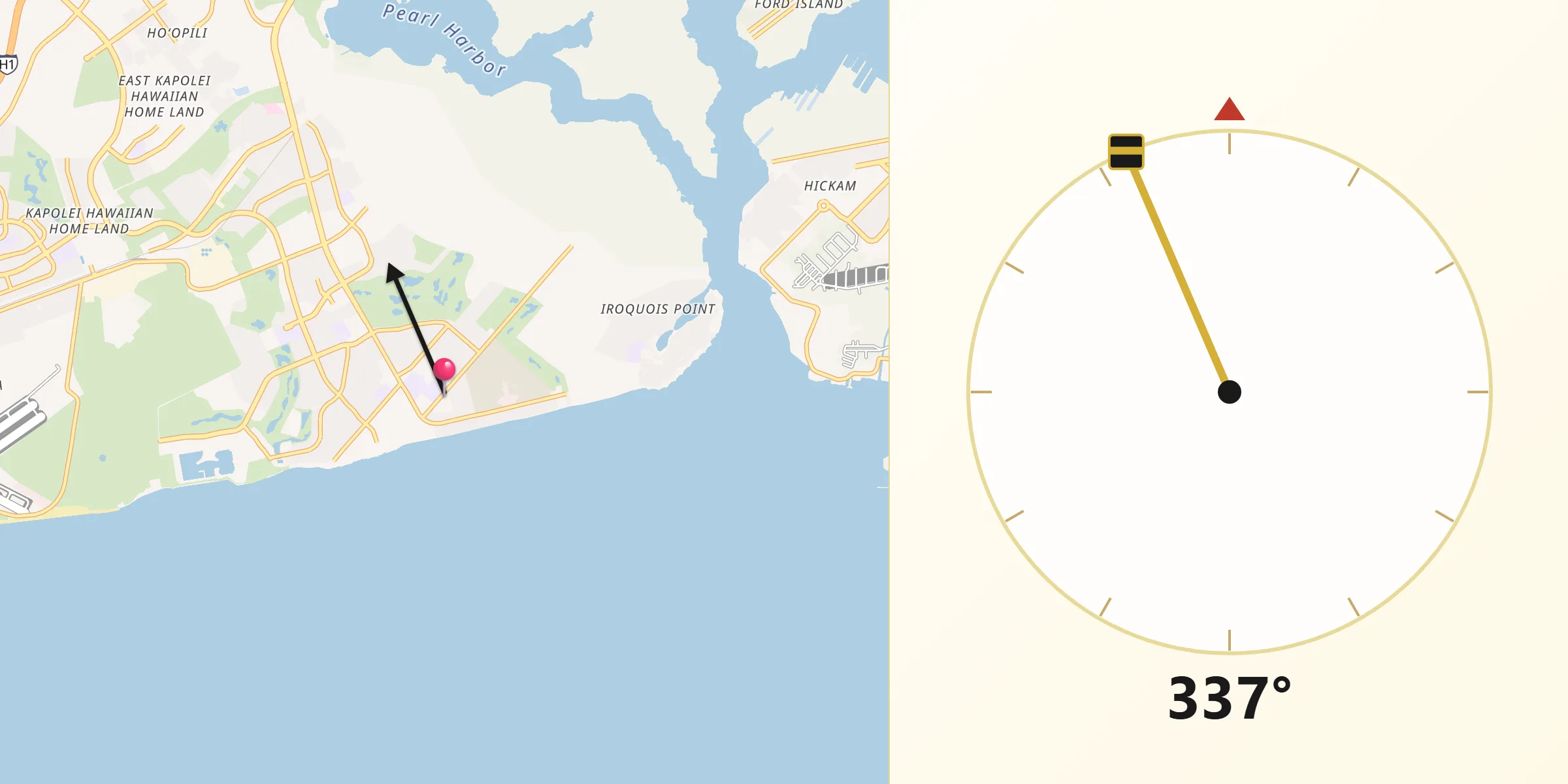 Qibla Direction from ‘Ewa Beach