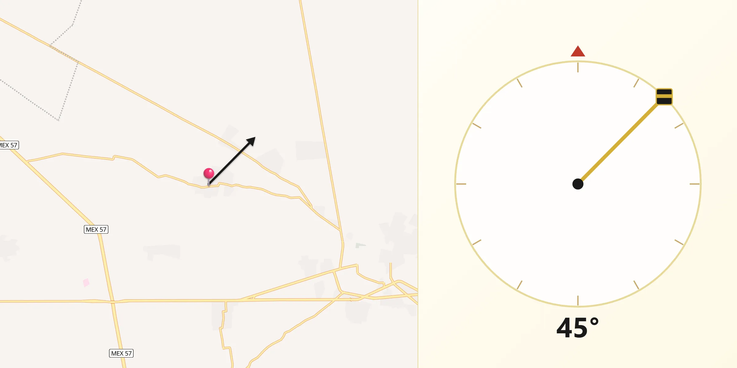 Dirección de la Qibla desde Los Dolores (Las Quince Letras)