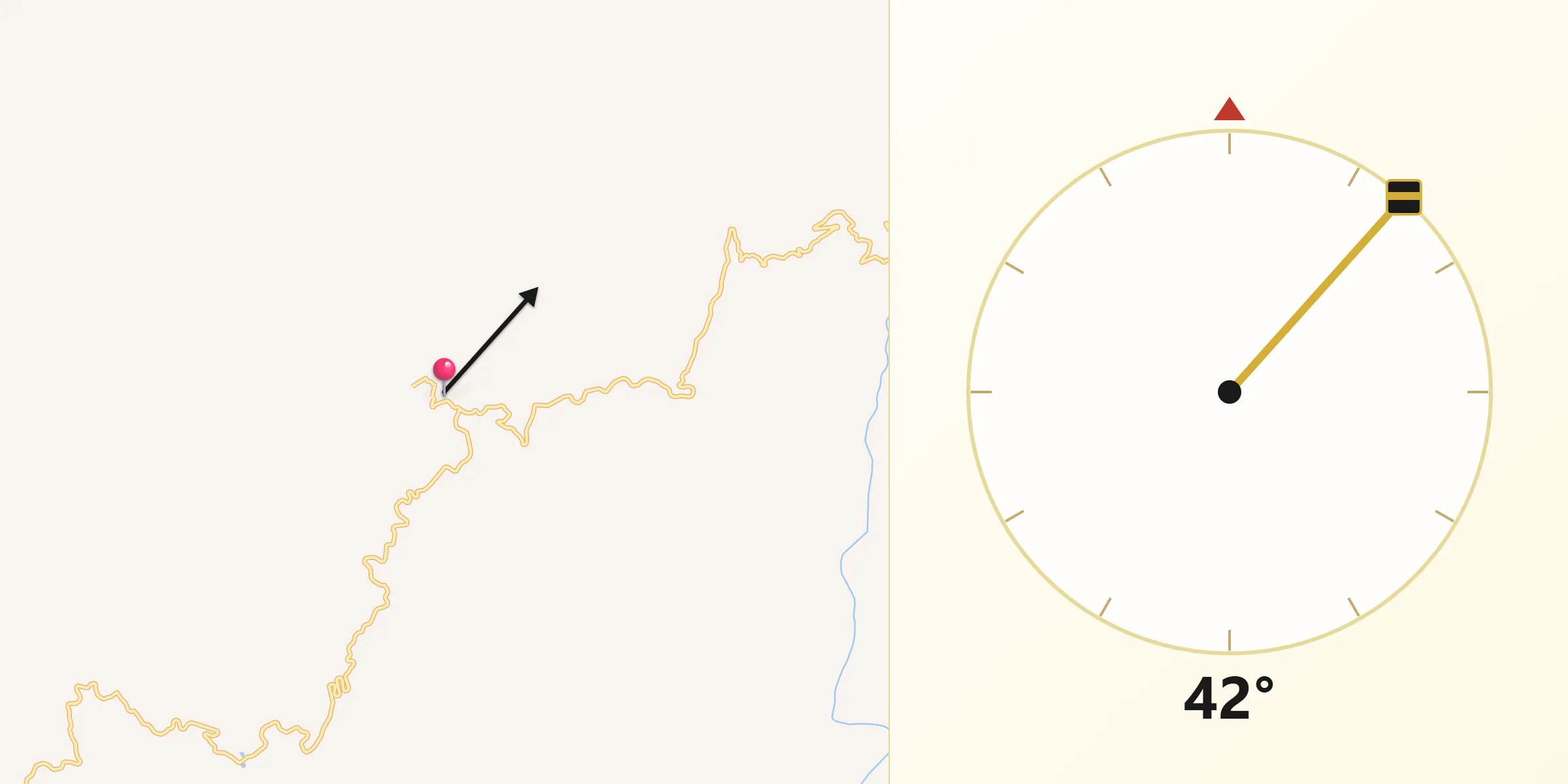 Dirección de la Qibla desde La Yesca