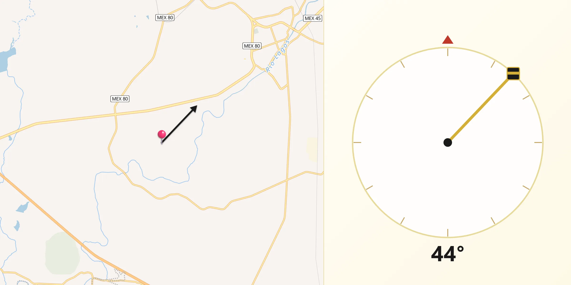 Dirección de la Qibla desde Cristeros Fraccionamiento
