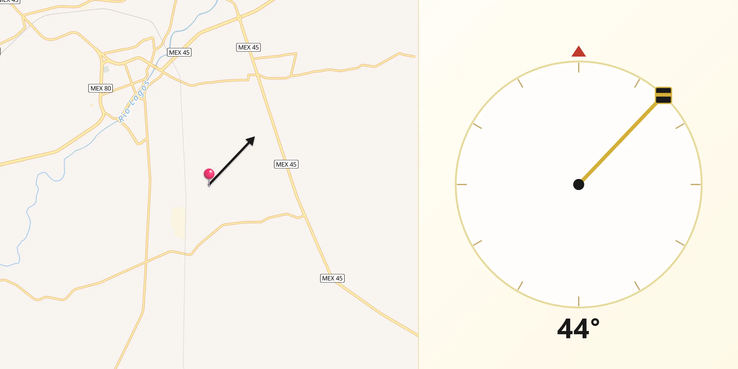 Dirección de la Qibla desde Las Alfalfas