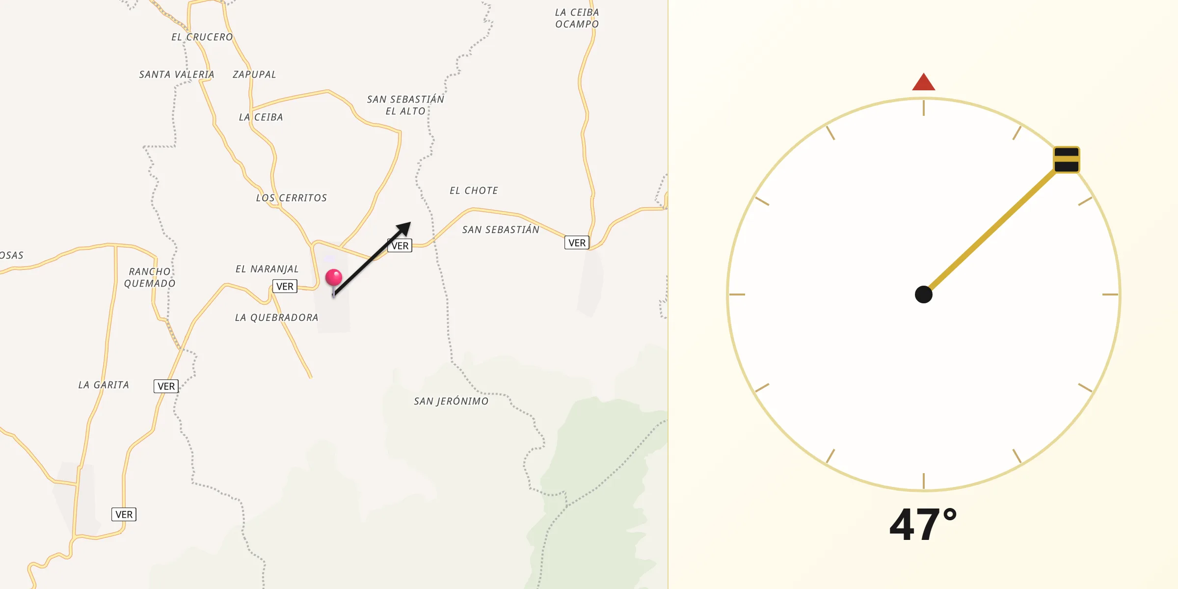 Dirección de la Qibla desde Citlaltépec