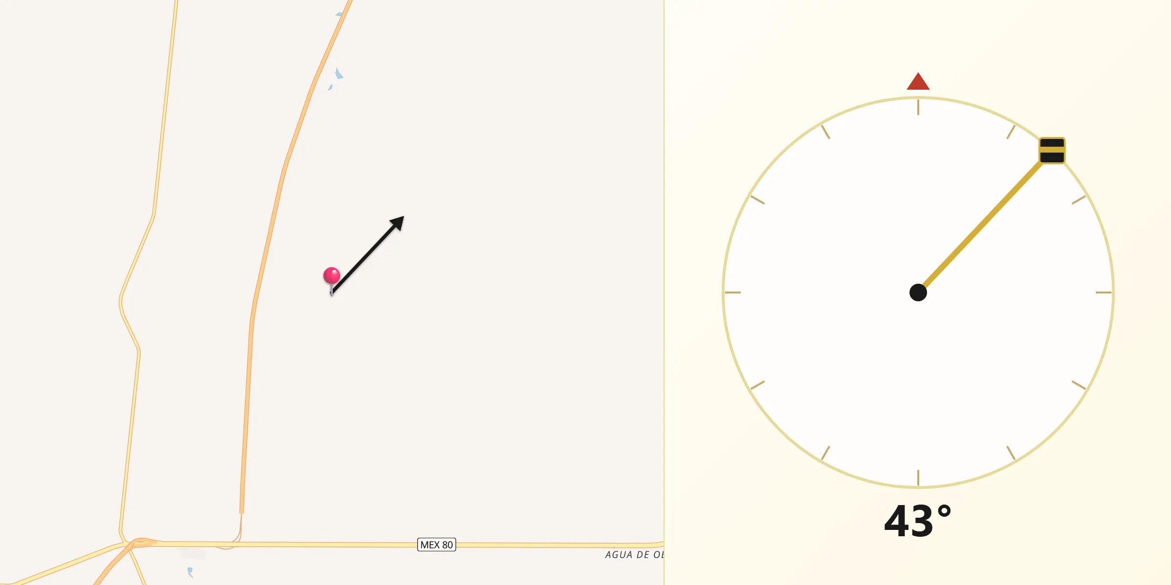 Dirección de la Qibla desde El Sauz de Ibarra