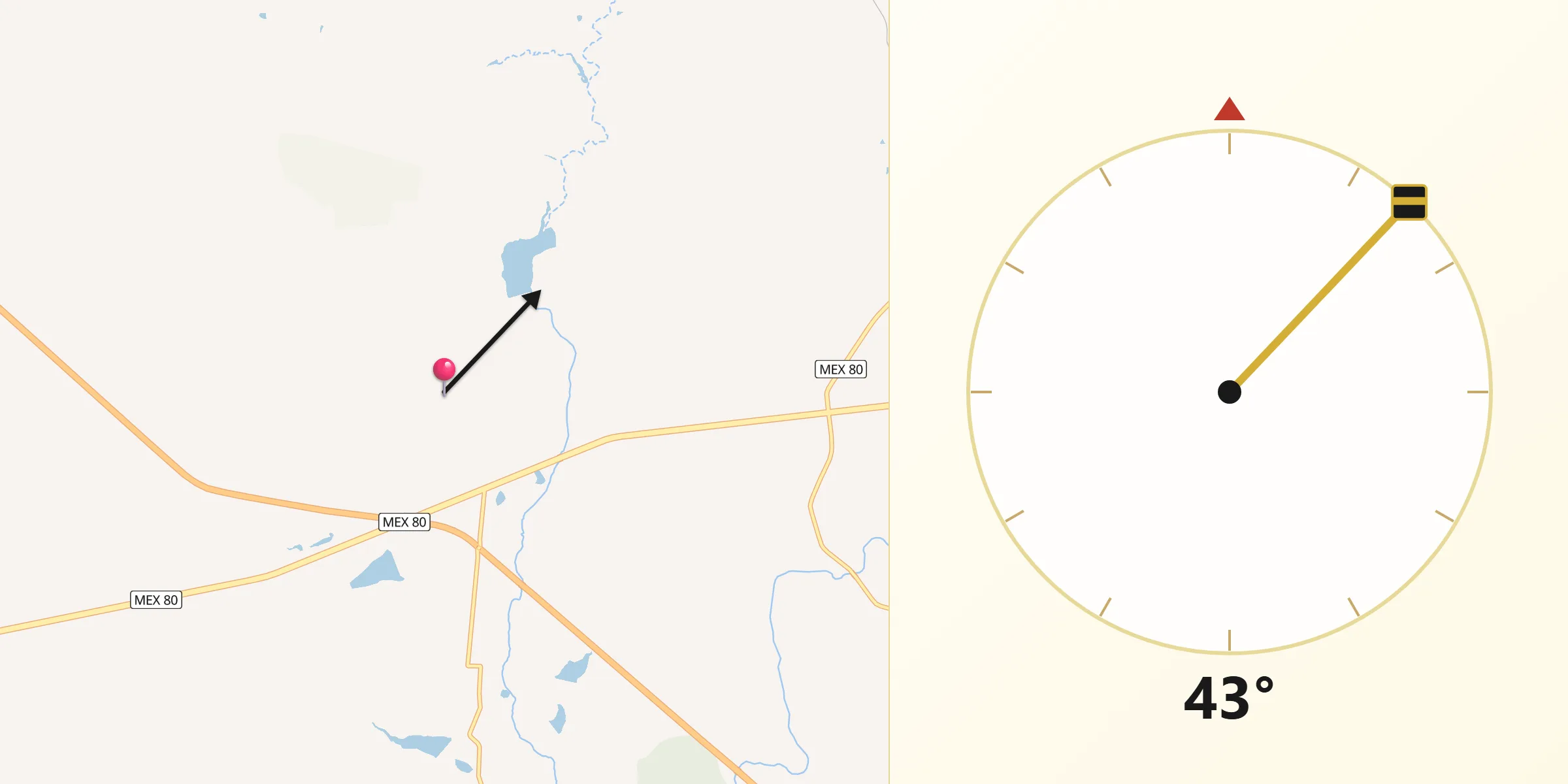 Dirección de la Qibla desde El Sitio
