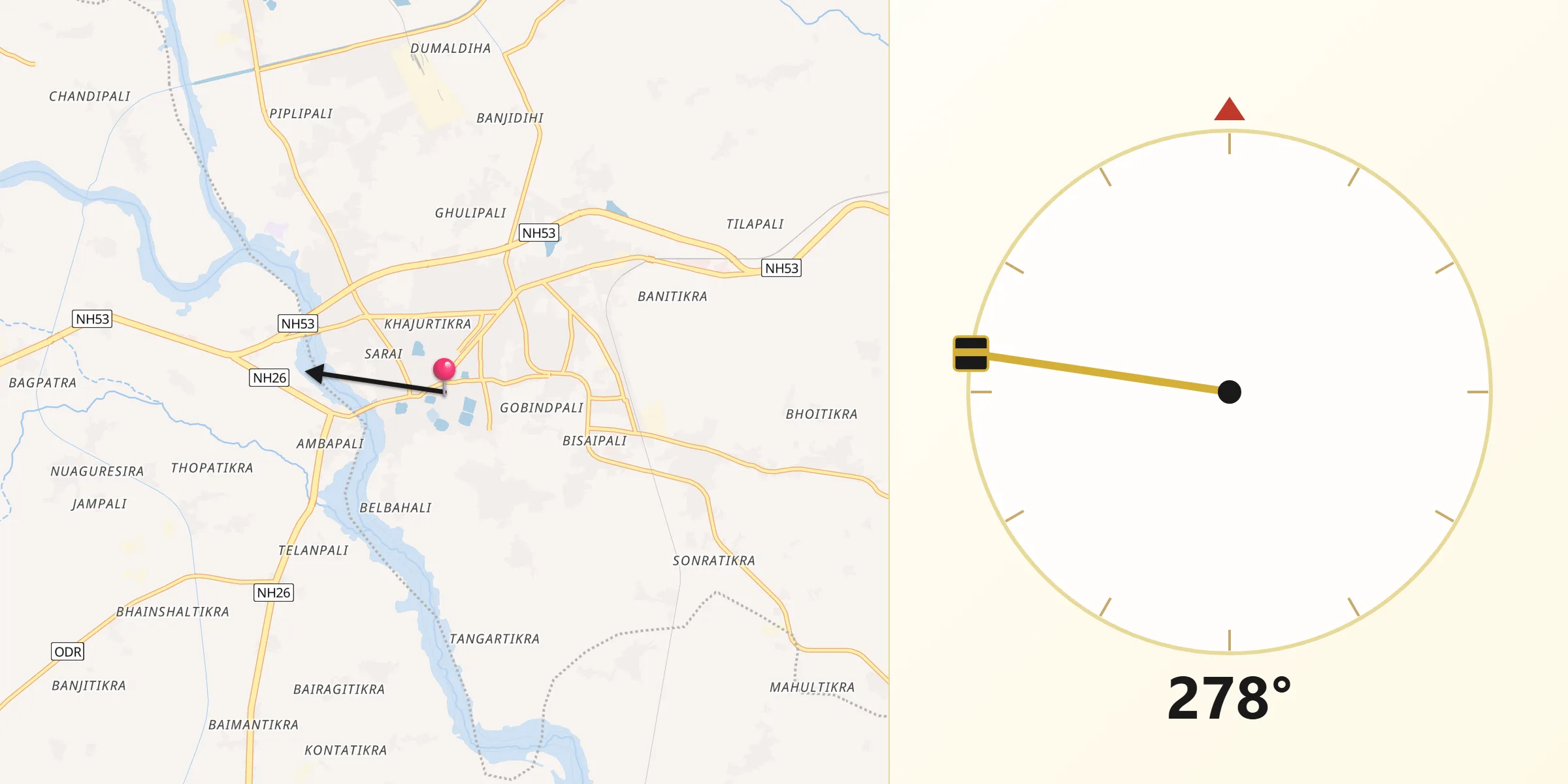 Qibla Direction from Bargarh