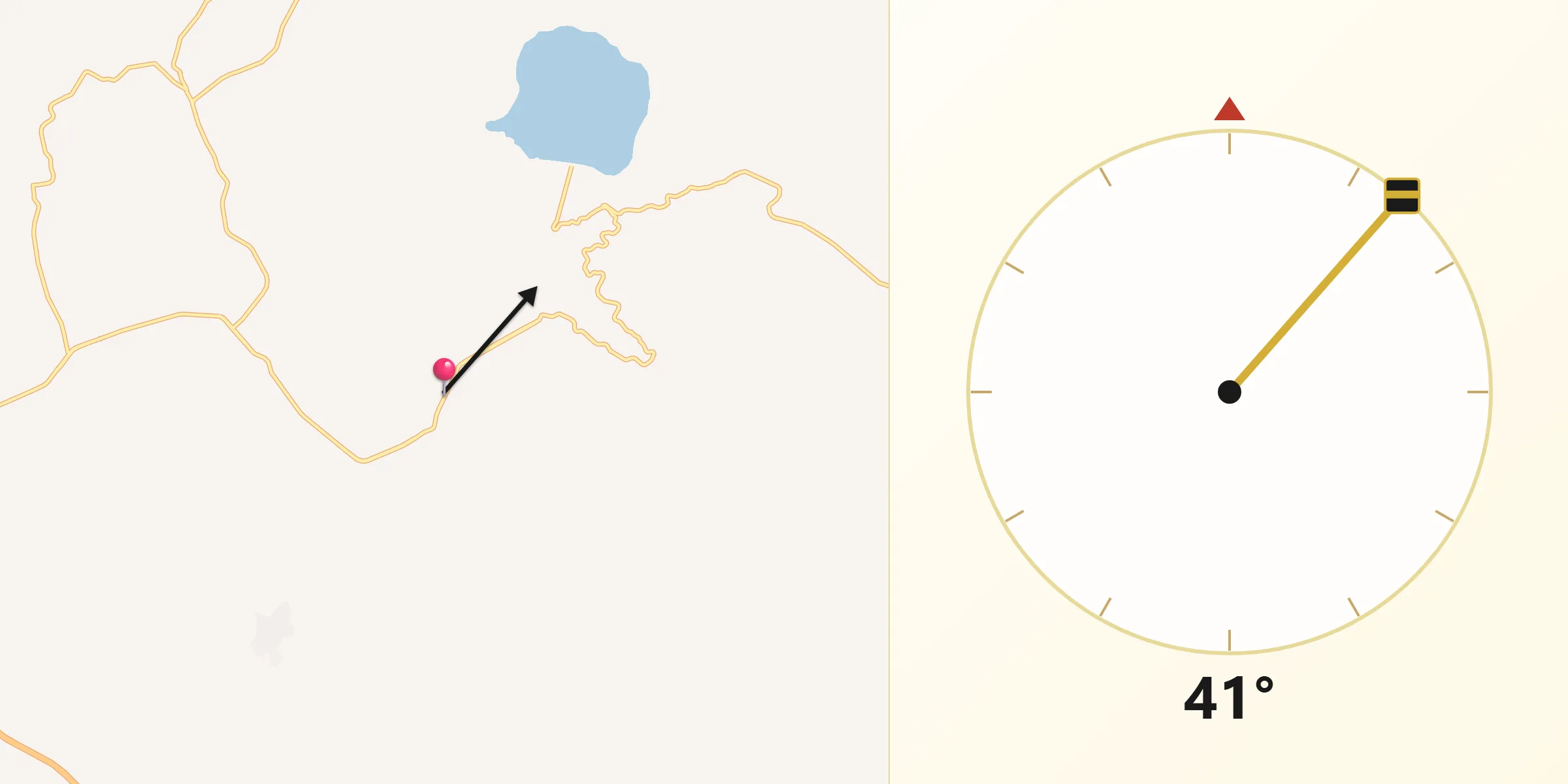 Dirección de la Qibla desde Santa María del Oro