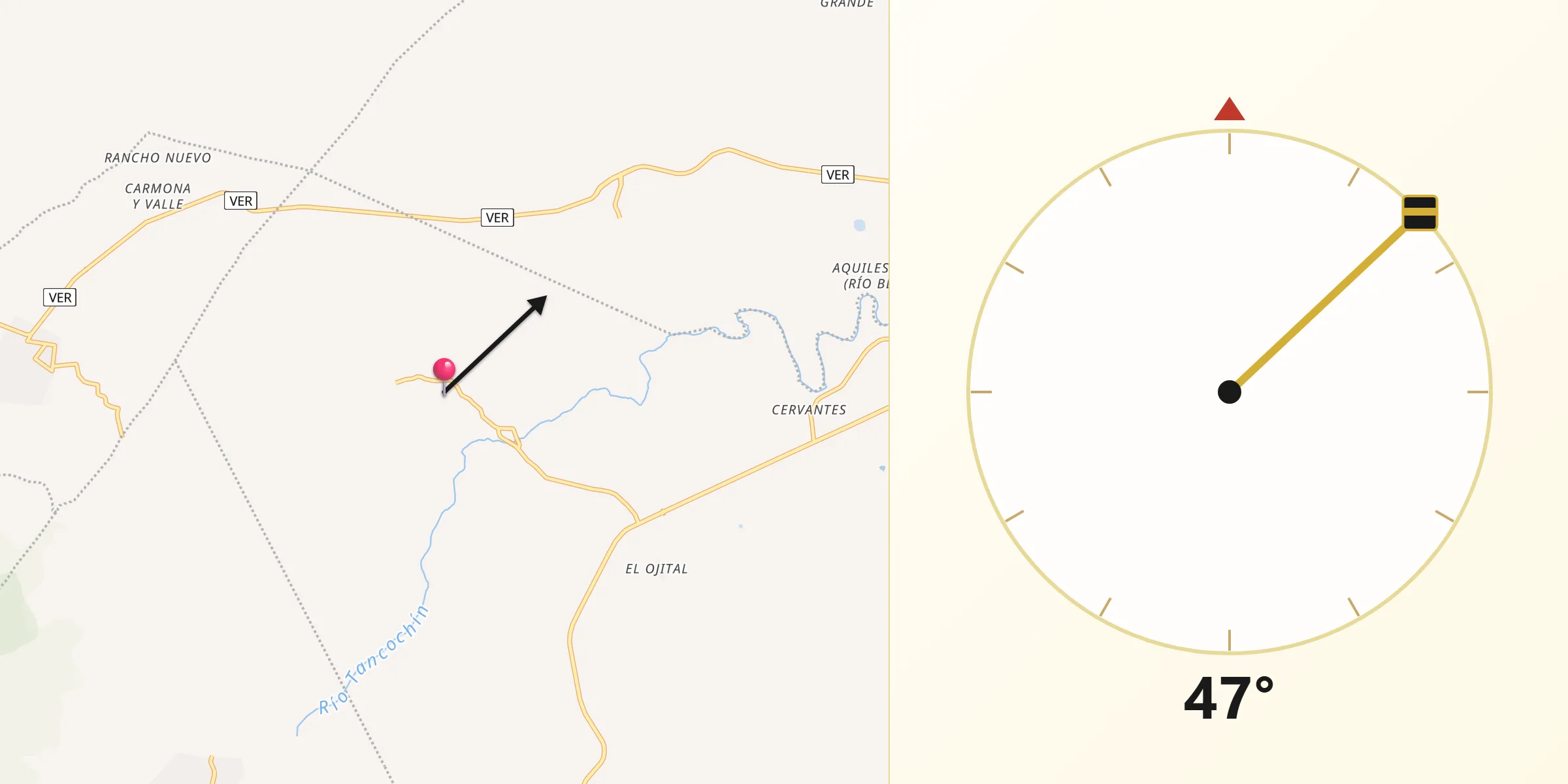 Dirección de la Qibla desde Amatlán