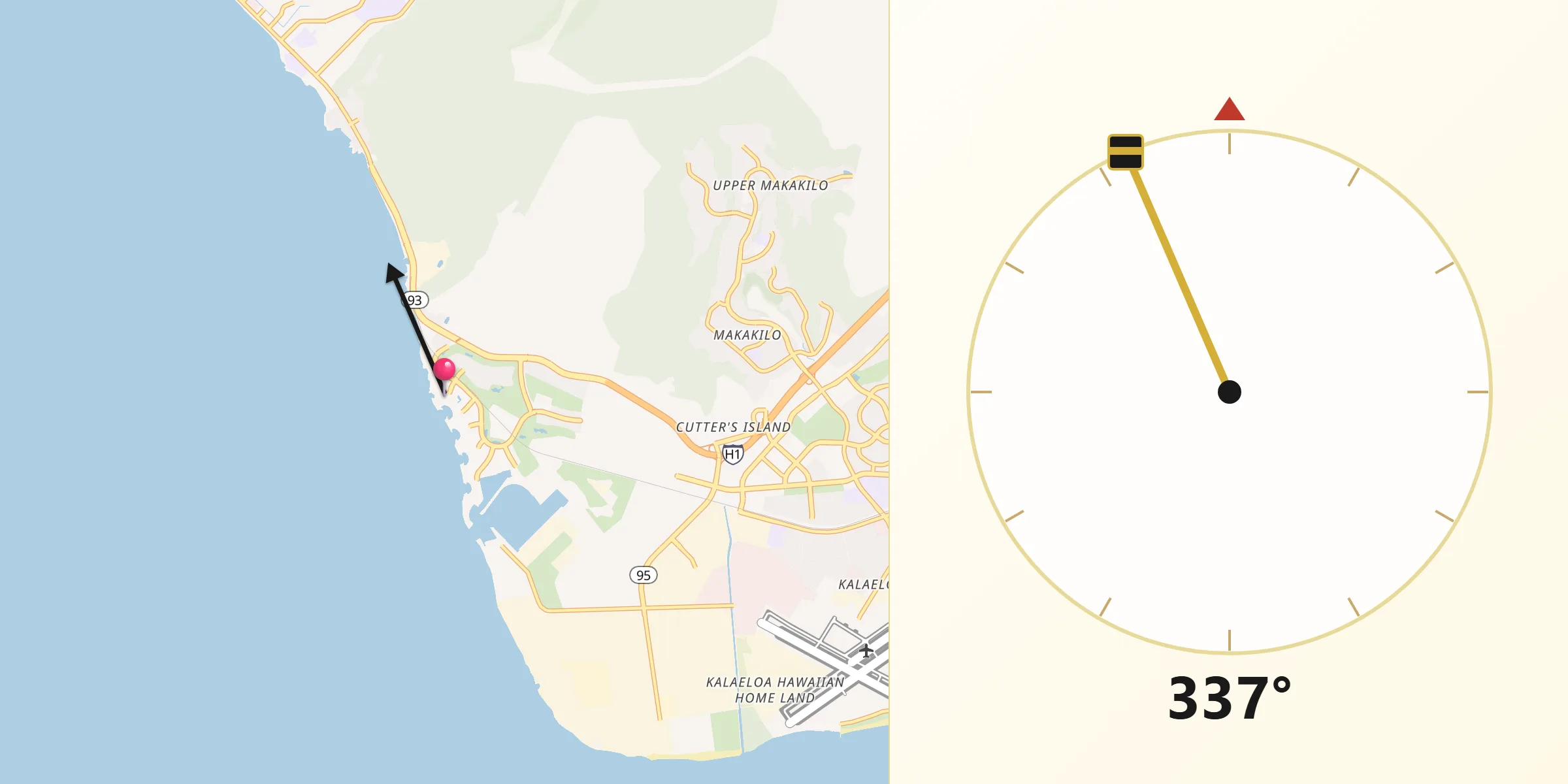Qibla Direction from Ko Olina