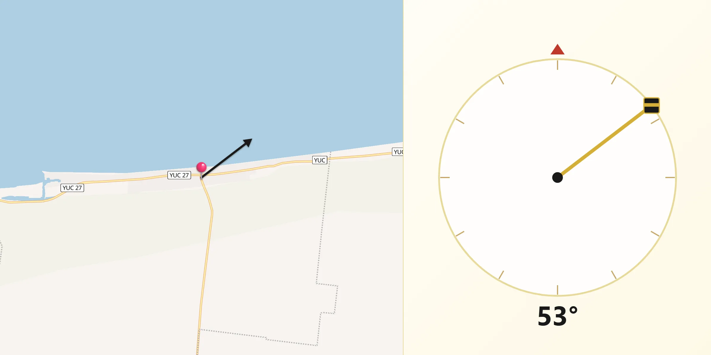 Dirección de la Qibla desde Telchac Puerto