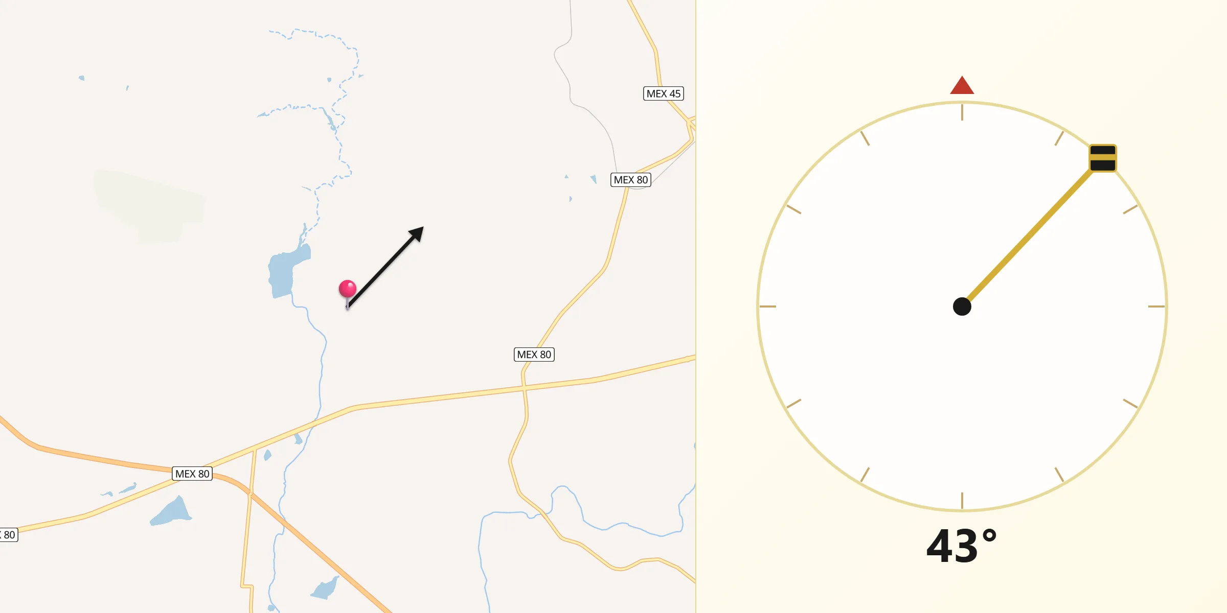 Dirección de la Qibla desde La Cantera