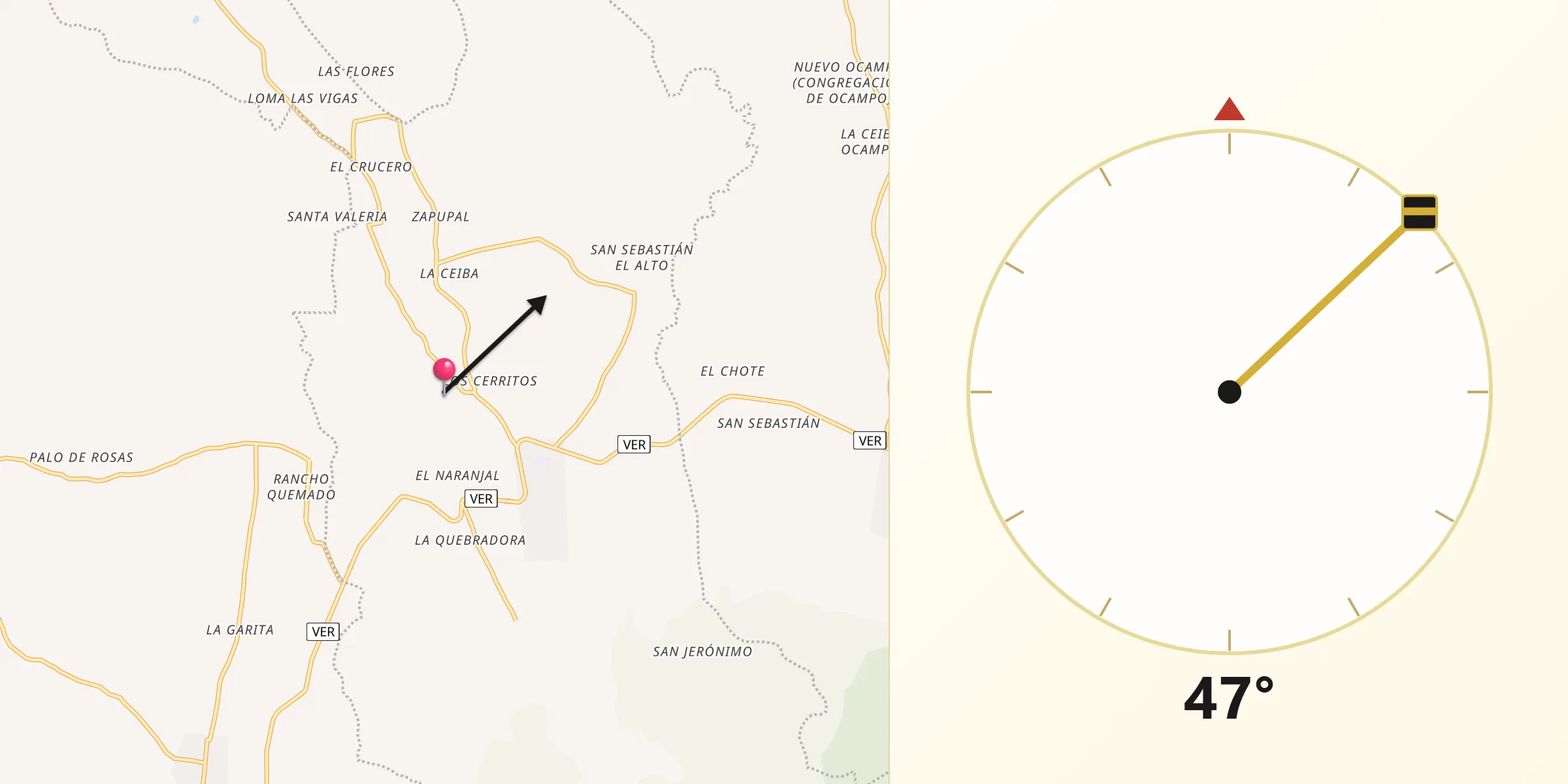 Dirección de la Qibla desde Citlaltépetl