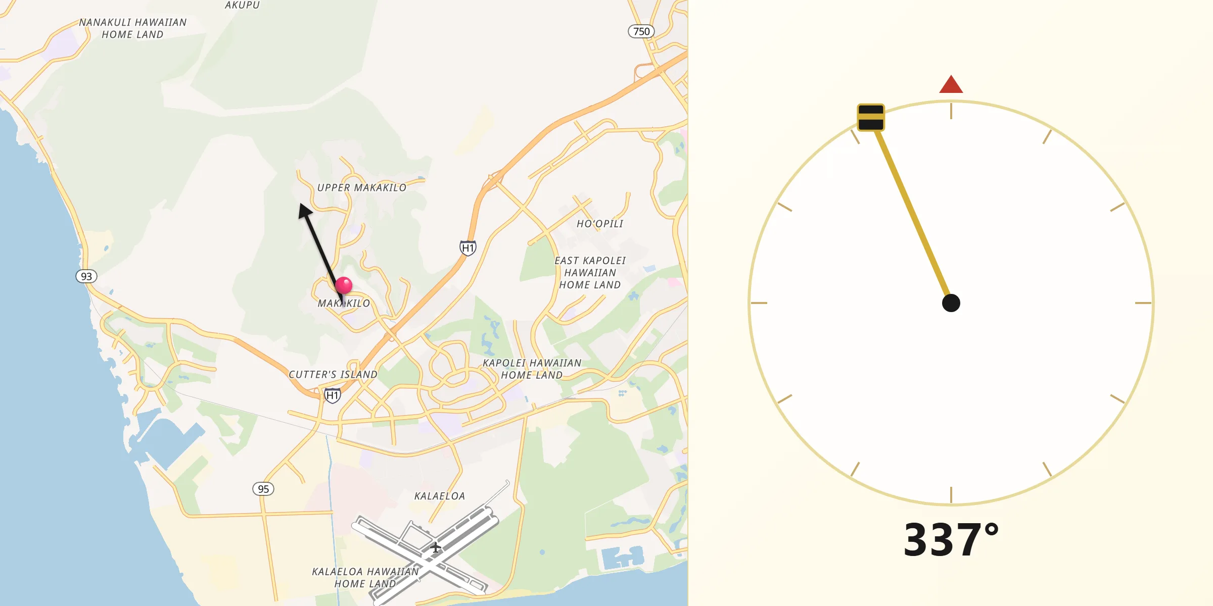Qibla Direction from Makakilo City