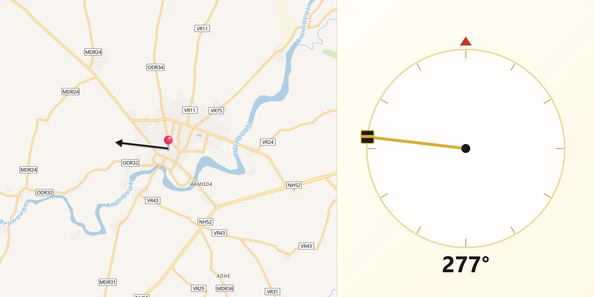 Qibla Direction from Shirpur