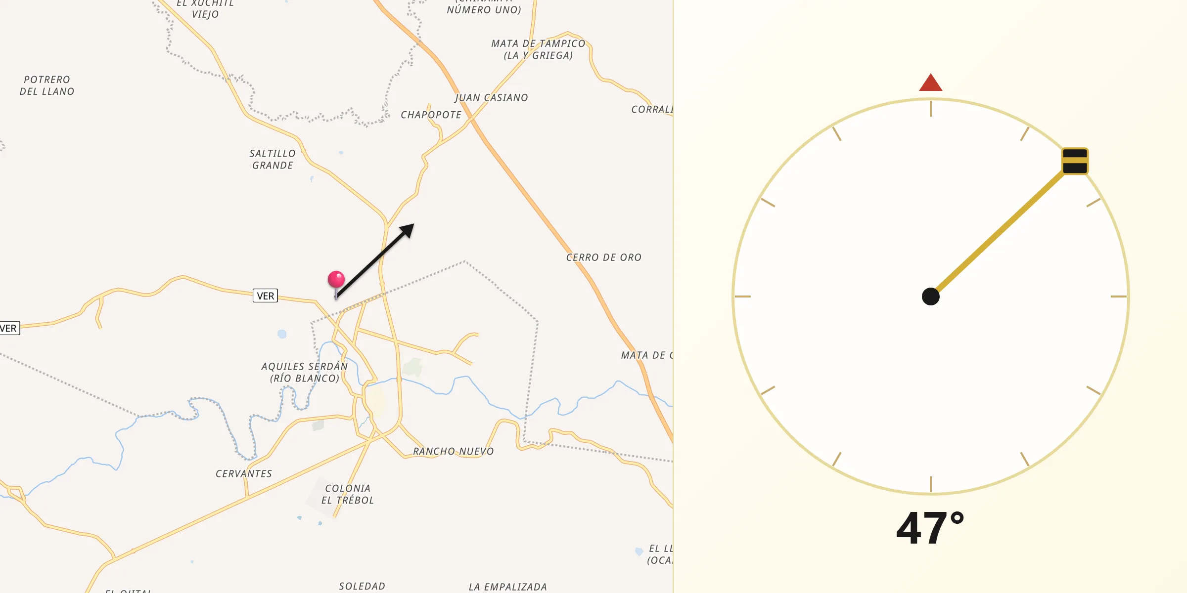 Dirección de la Qibla desde Colonia las Flores
