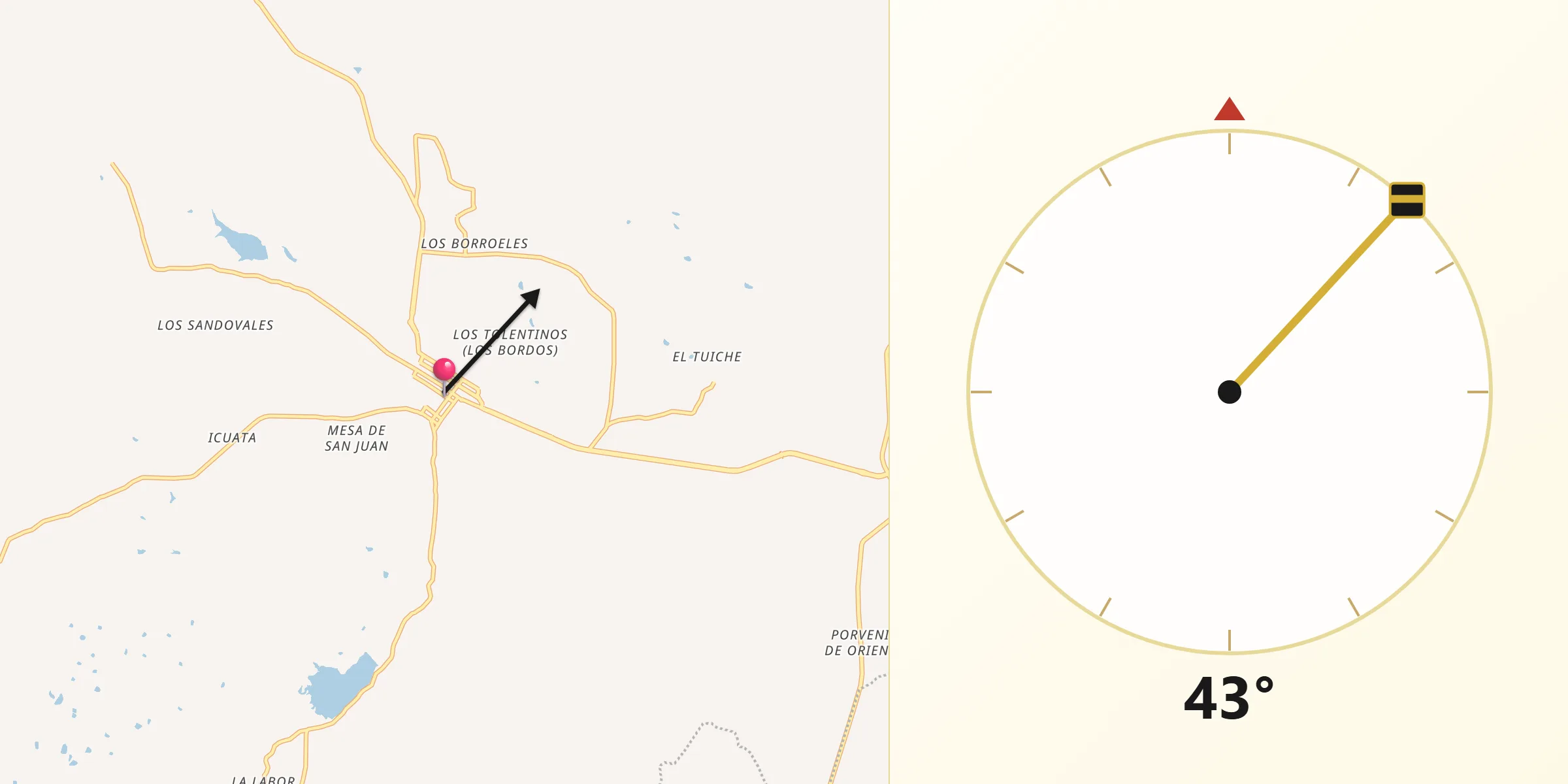 Dirección de la Qibla desde Nochistlán de Mejía