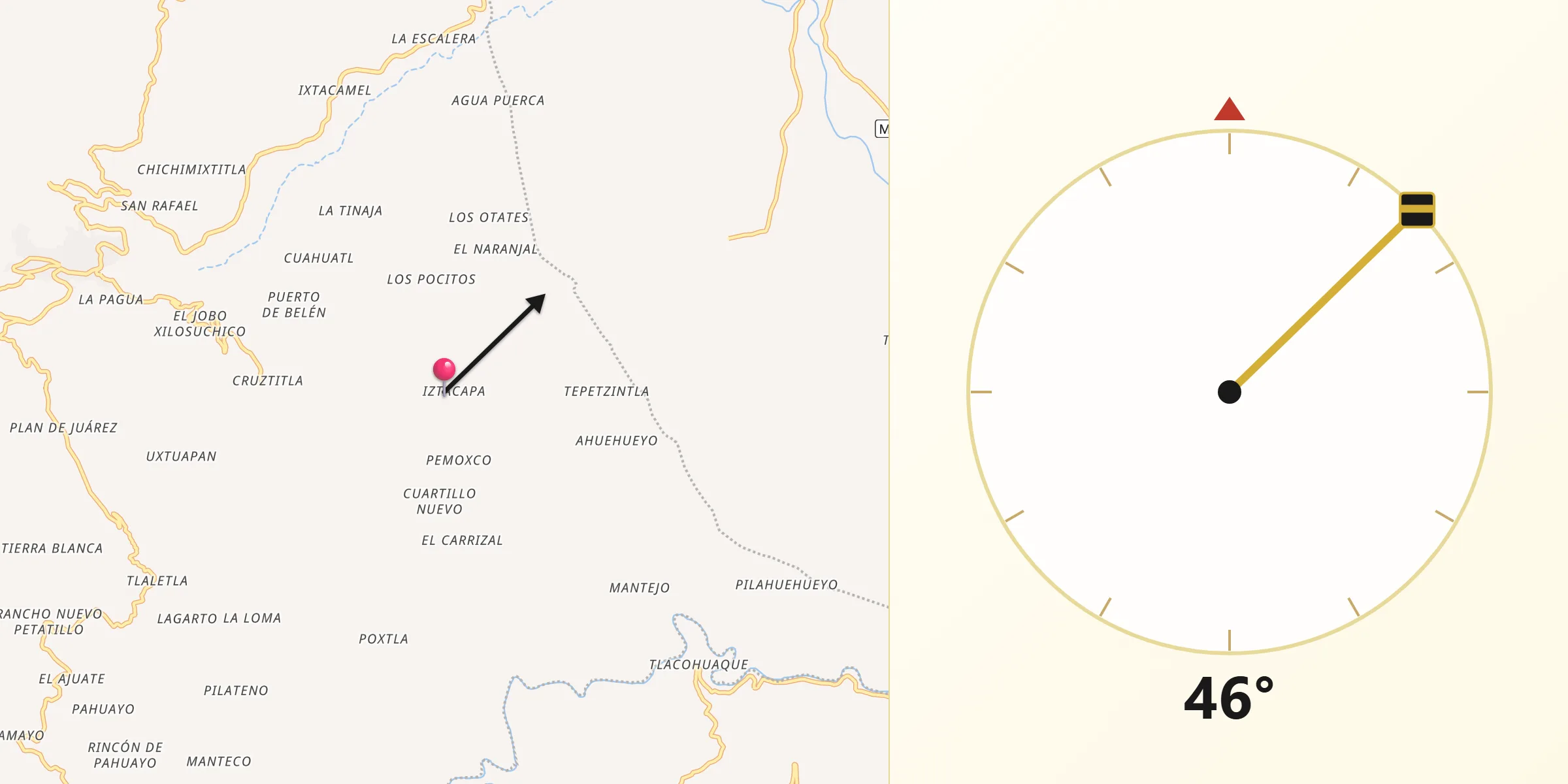 Dirección de la Qibla desde Iztacapa