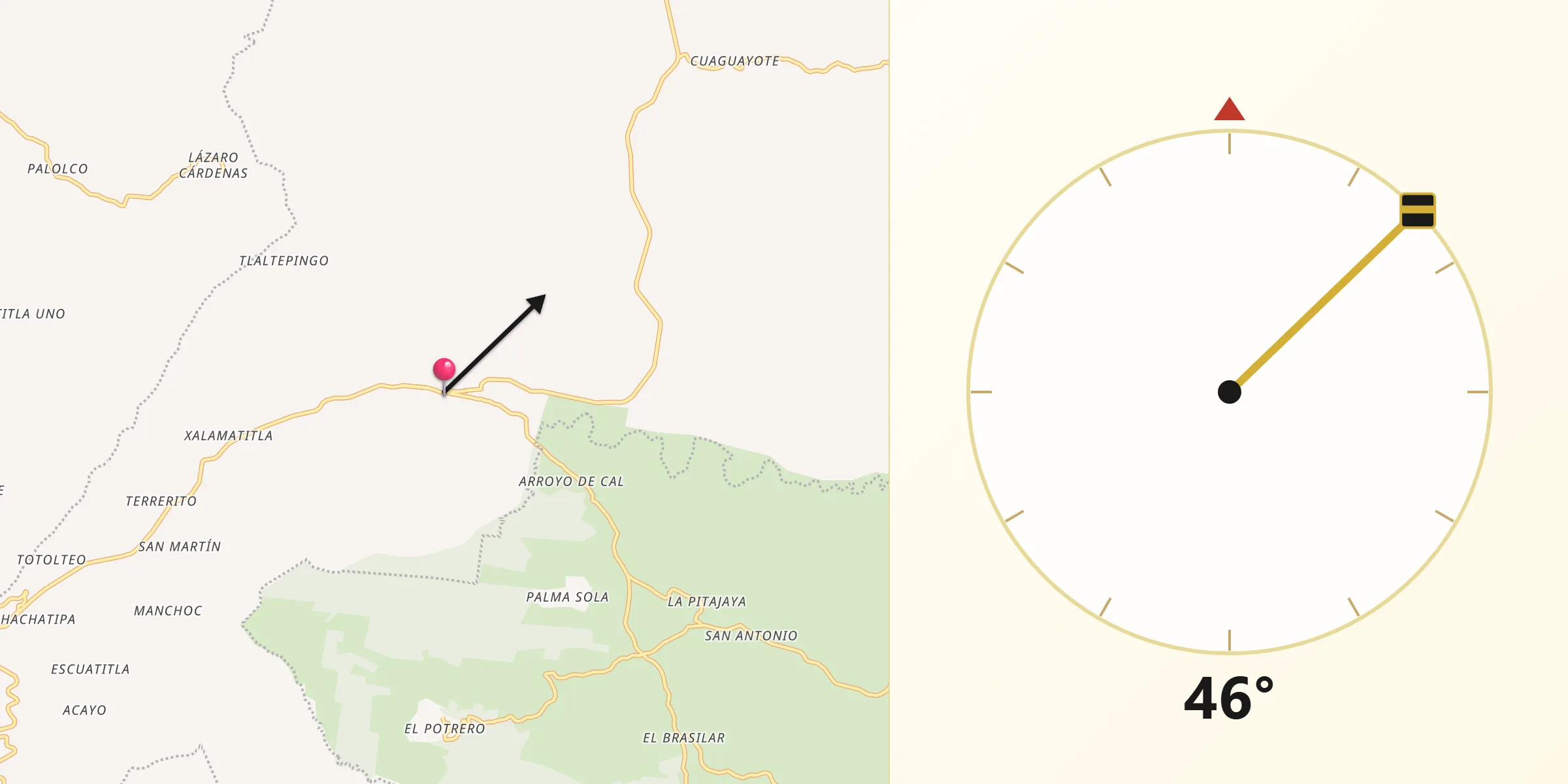 Dirección de la Qibla desde San Martín Chalchicuautla