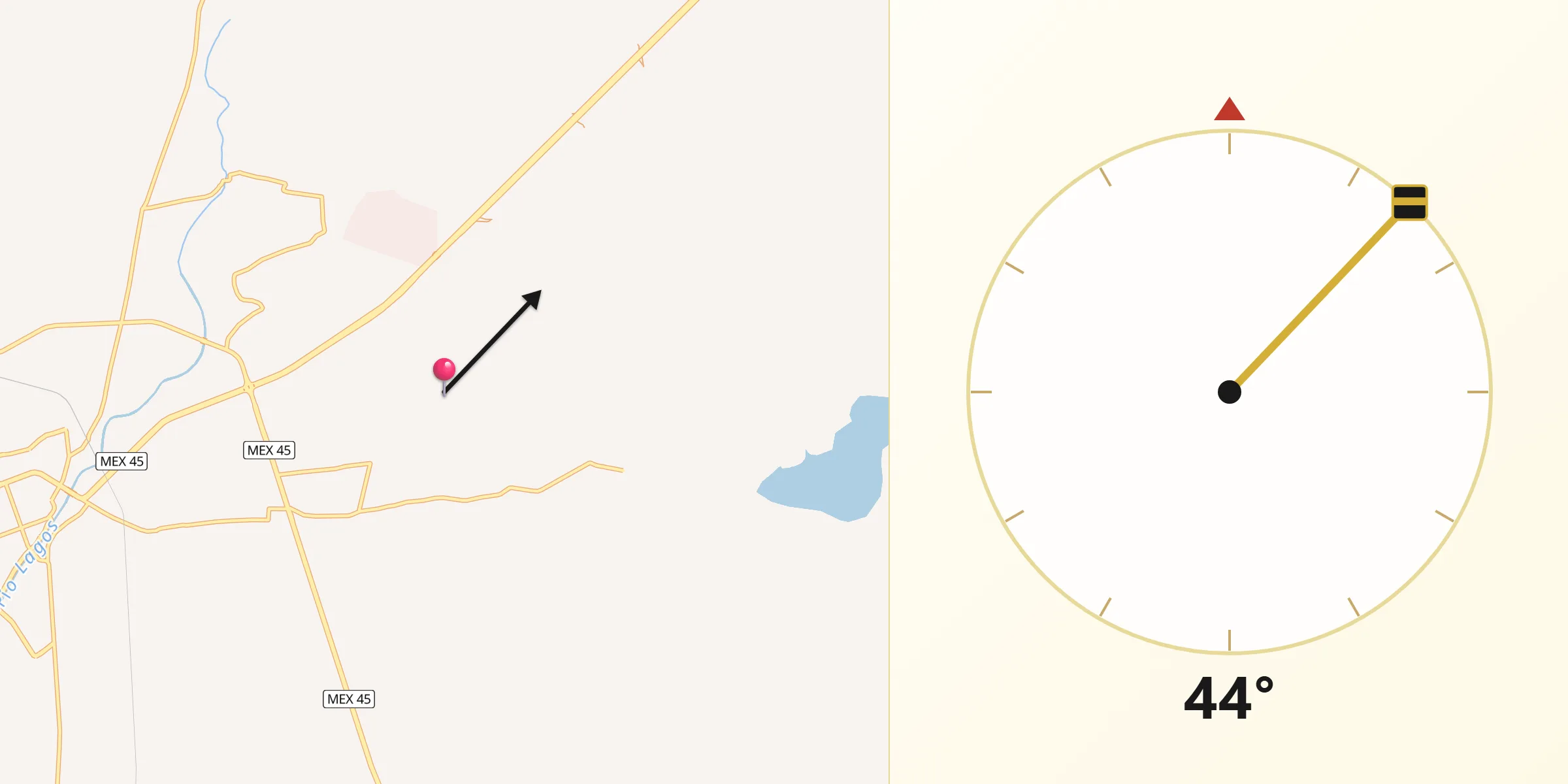 Dirección de la Qibla desde Cañada de Ricos