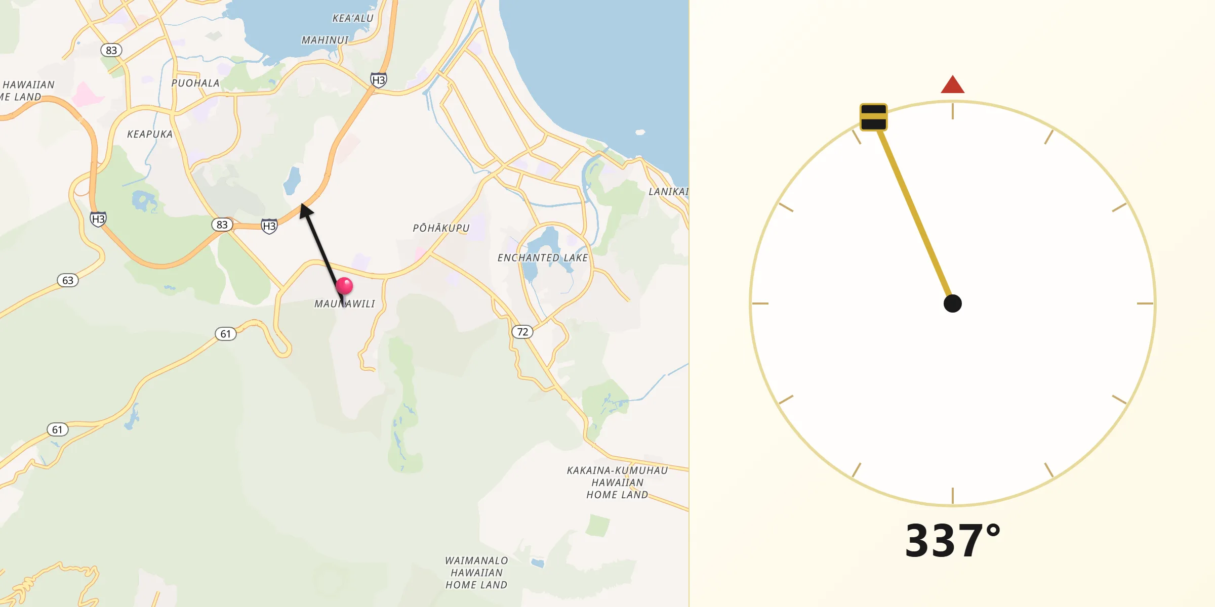 Qibla Direction from Maunawili