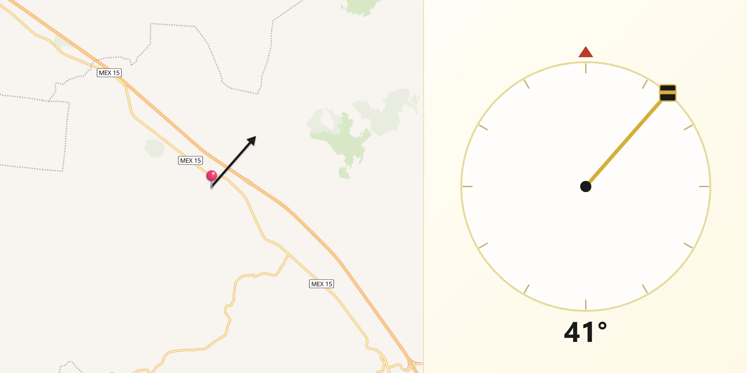 Dirección de la Qibla desde La Labor