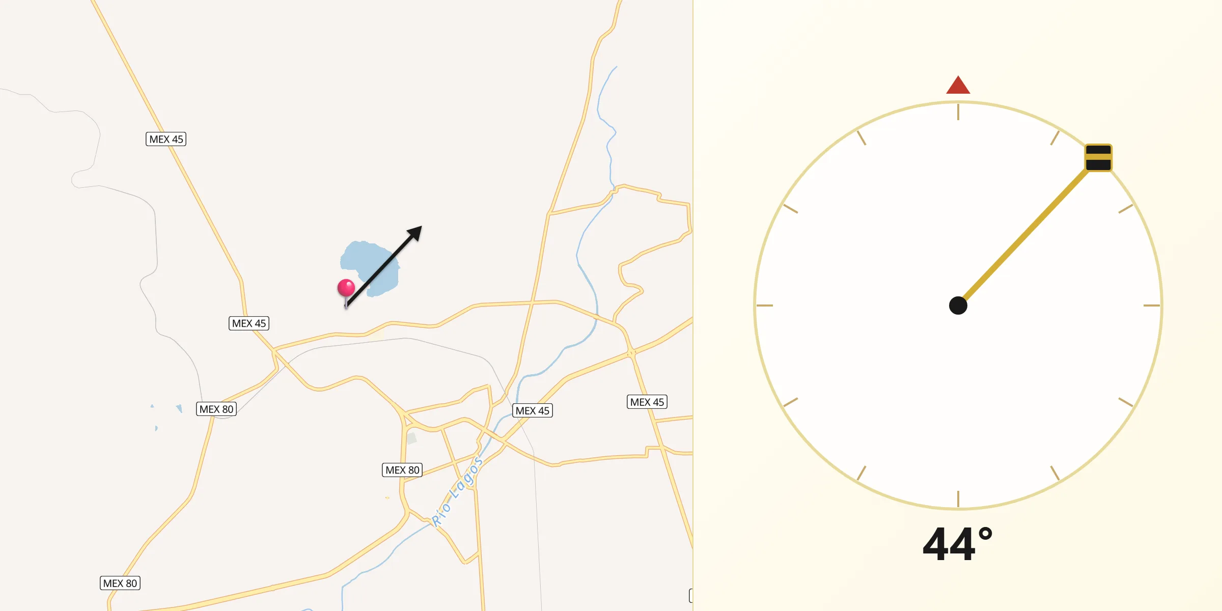 Dirección de la Qibla desde El Bajío