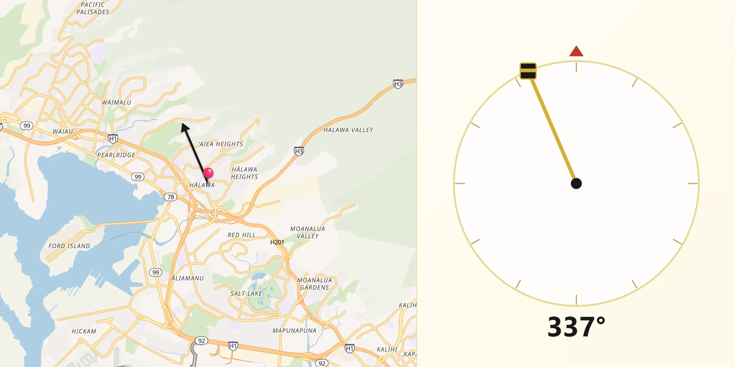 Qibla Direction from Hālawa