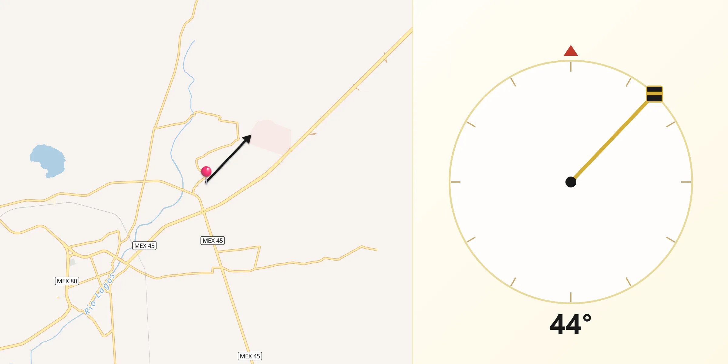 Dirección de la Qibla desde Granadillas