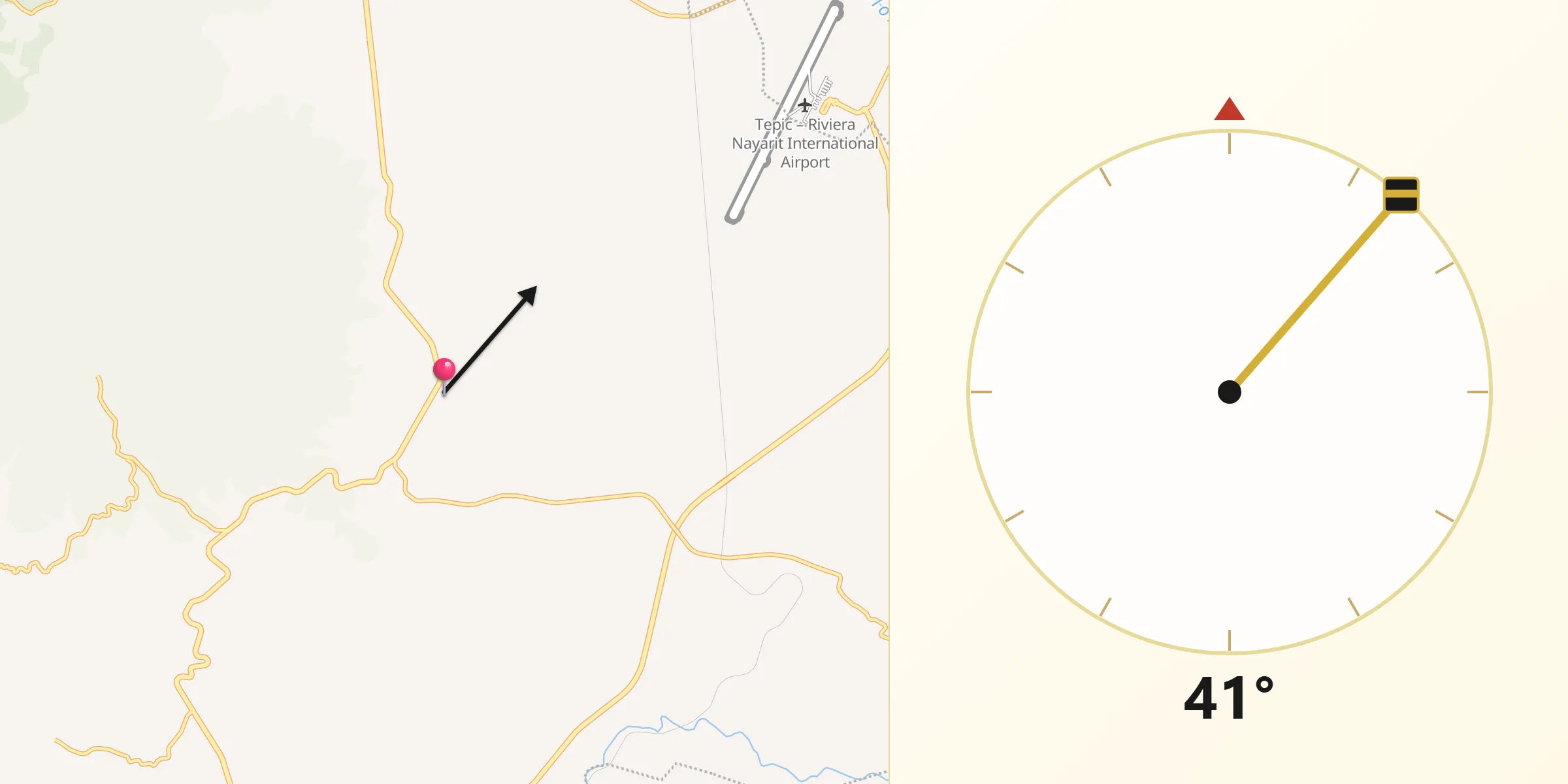 Dirección de la Qibla desde Aquiles Serdán