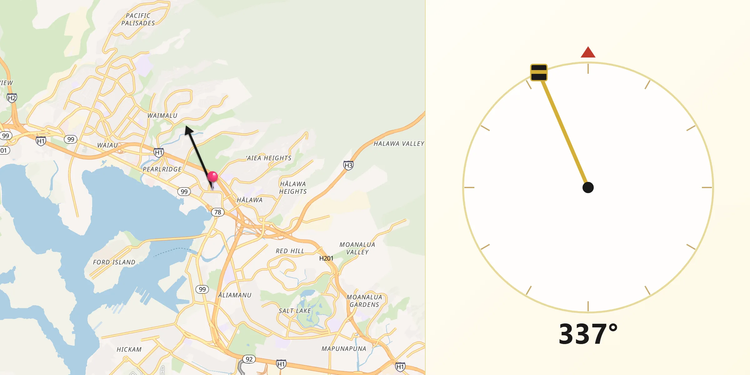 Qibla Direction from ‘Aiea