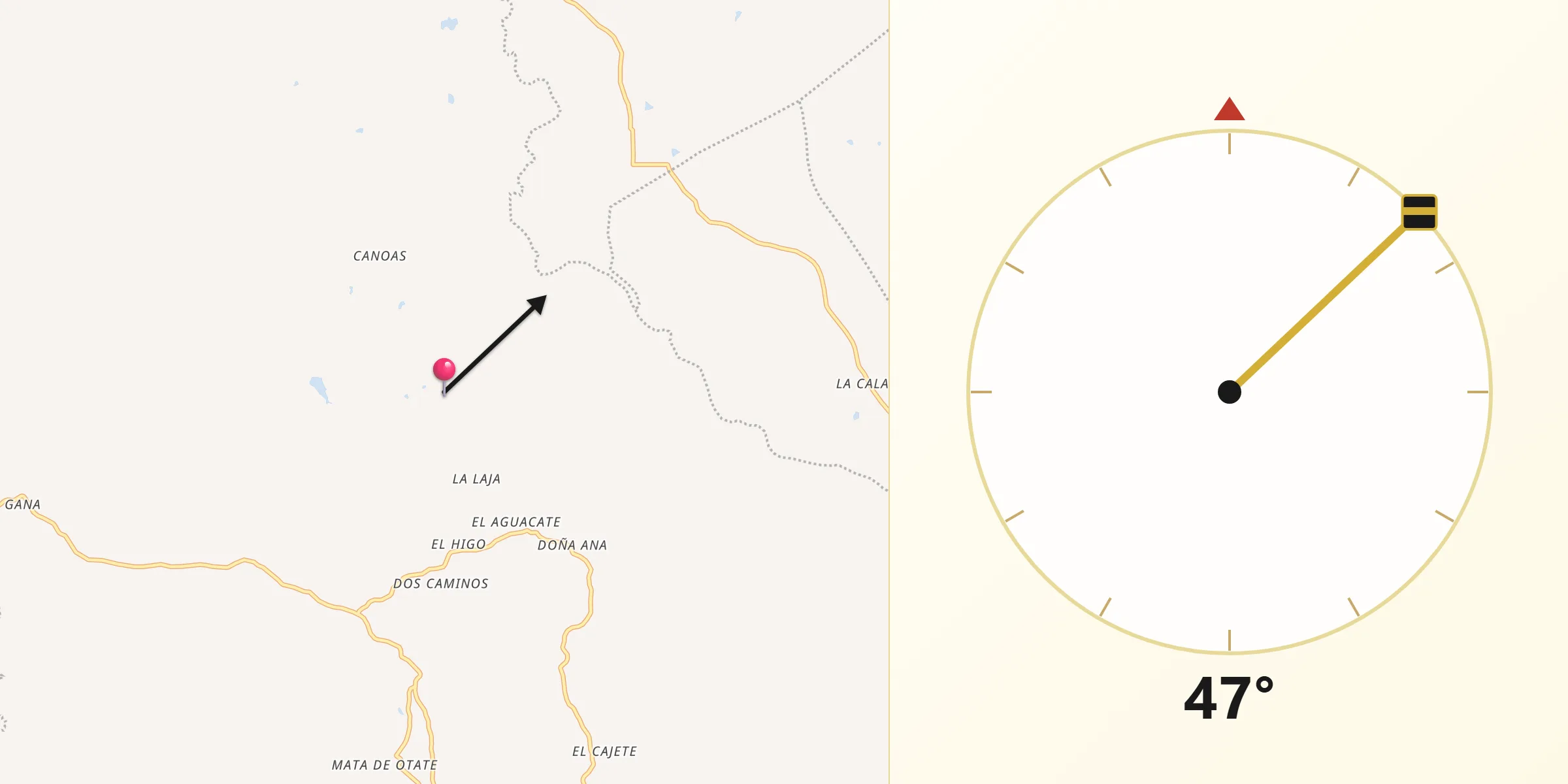 Dirección de la Qibla desde Chontla