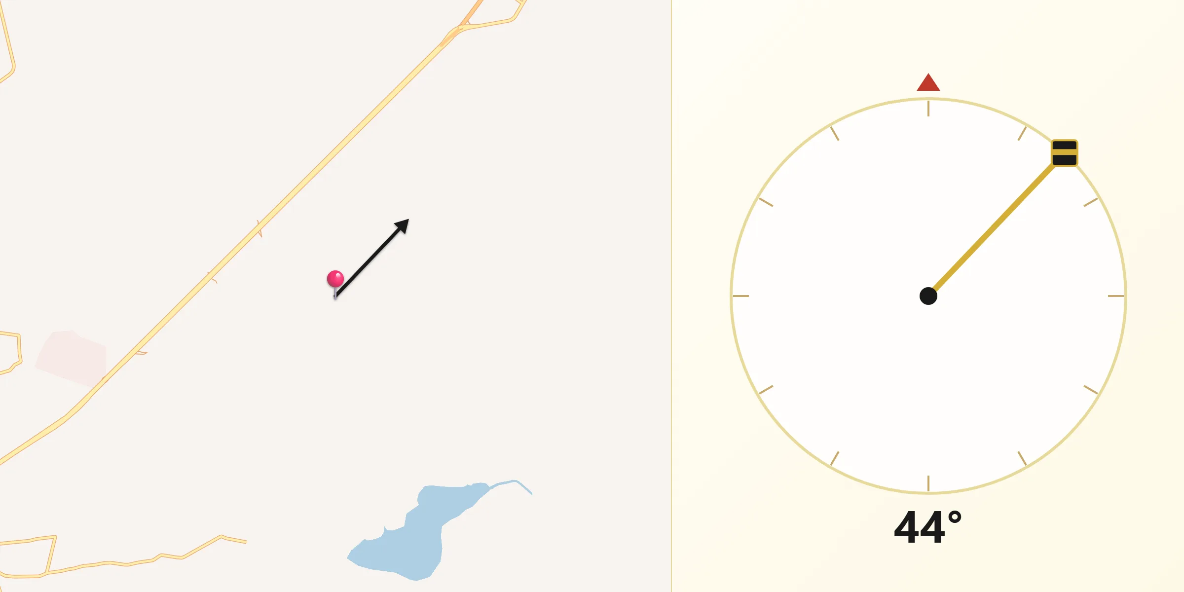Dirección de la Qibla desde El Ojuelo