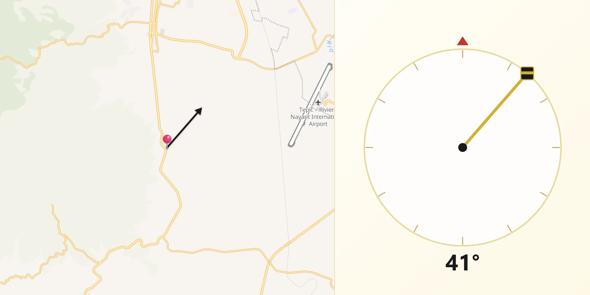 Dirección de la Qibla desde Testerazo