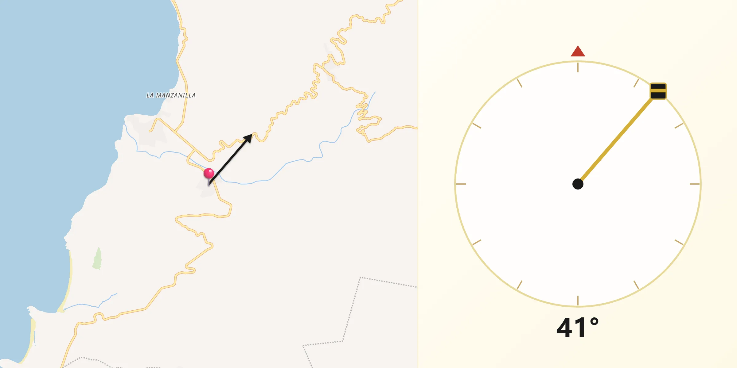 Dirección de la Qibla desde El Llano