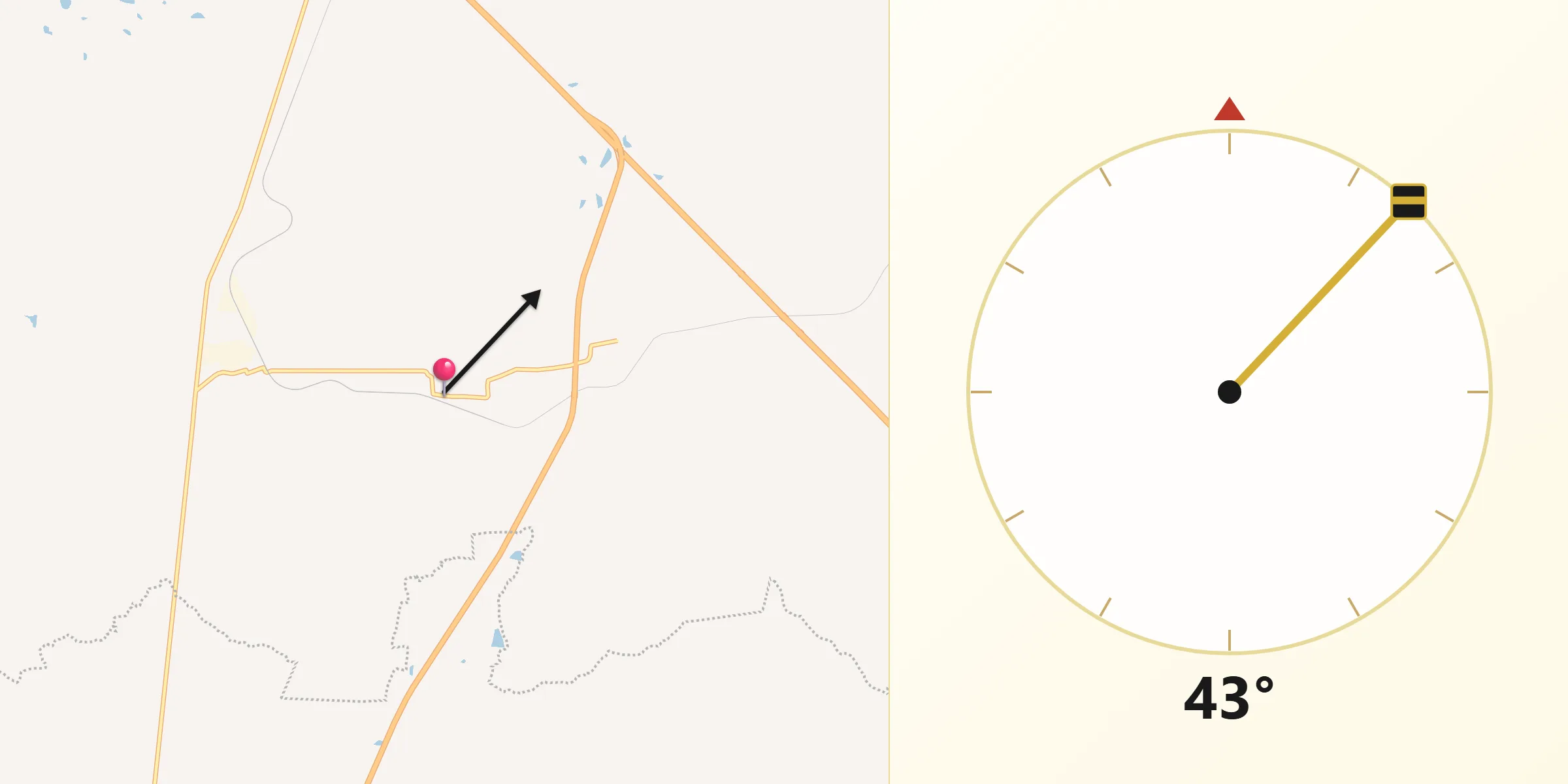 Dirección de la Qibla desde Santa María de Enmedio