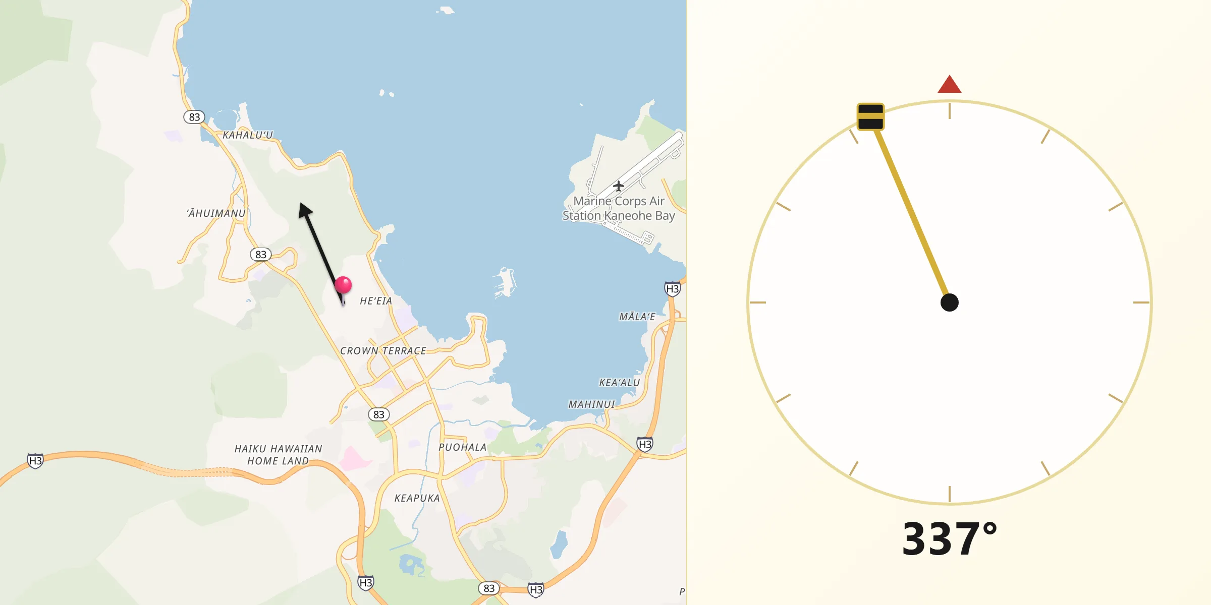 Qibla Direction from He‘eia