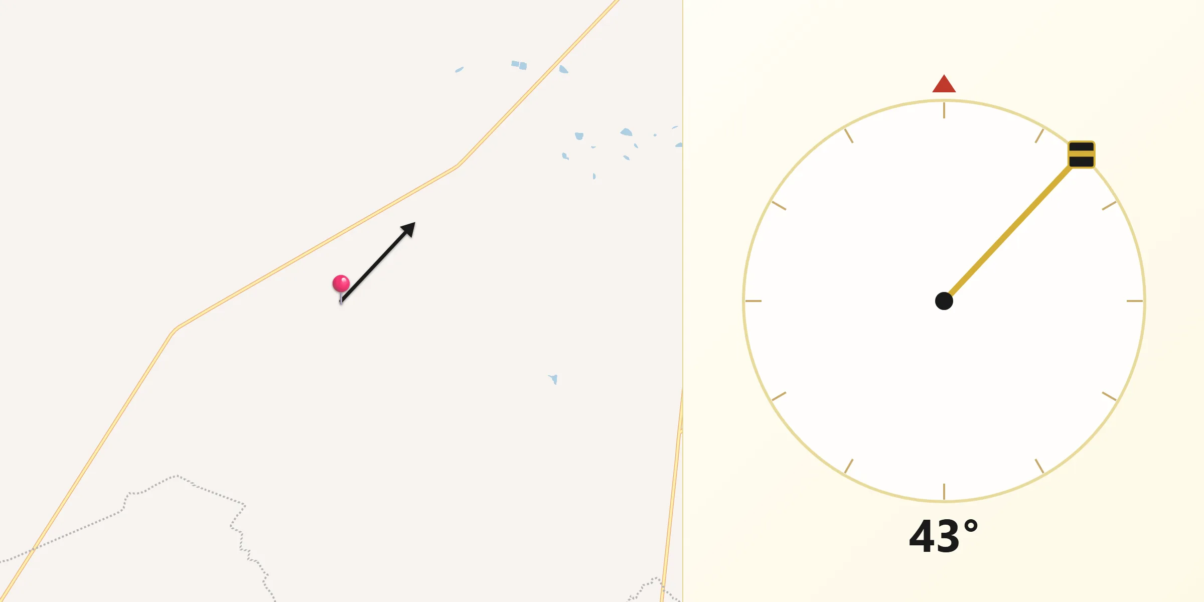 Dirección de la Qibla desde La Lomita