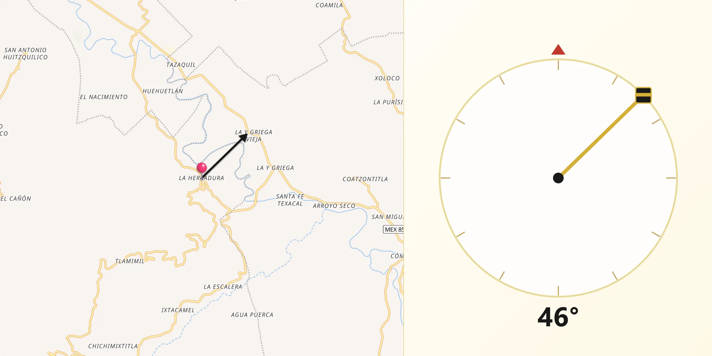 Dirección de la Qibla desde La Herradura
