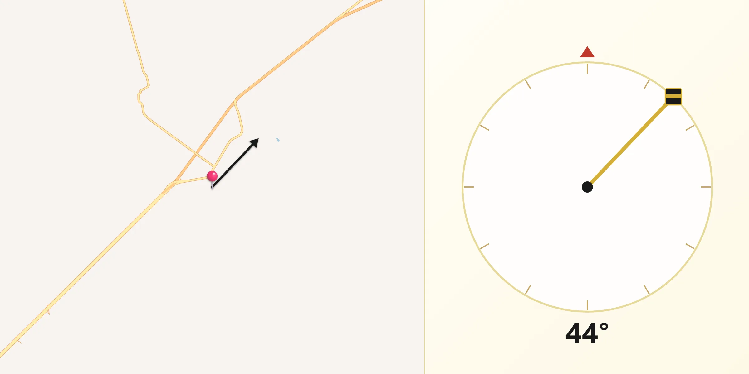 Dirección de la Qibla desde El Jaralito