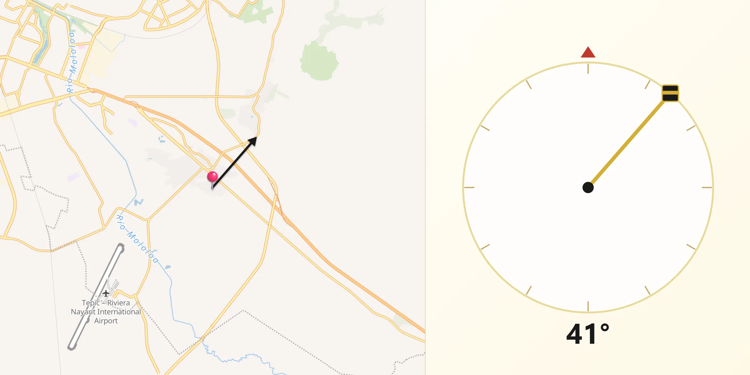 Dirección de la Qibla desde La Corregidora