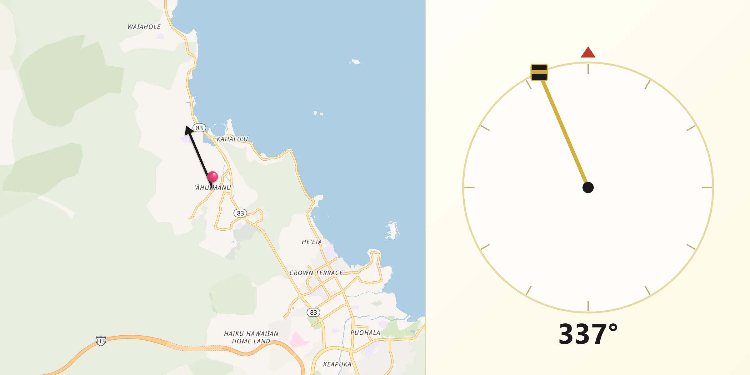 Qibla Direction from ‘Āhuimanu
