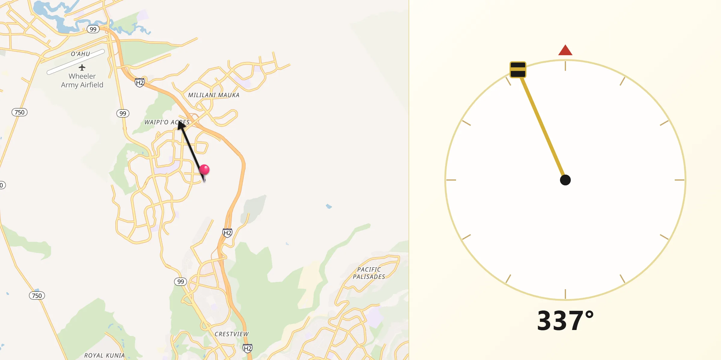 Qibla Direction from Mililani Town